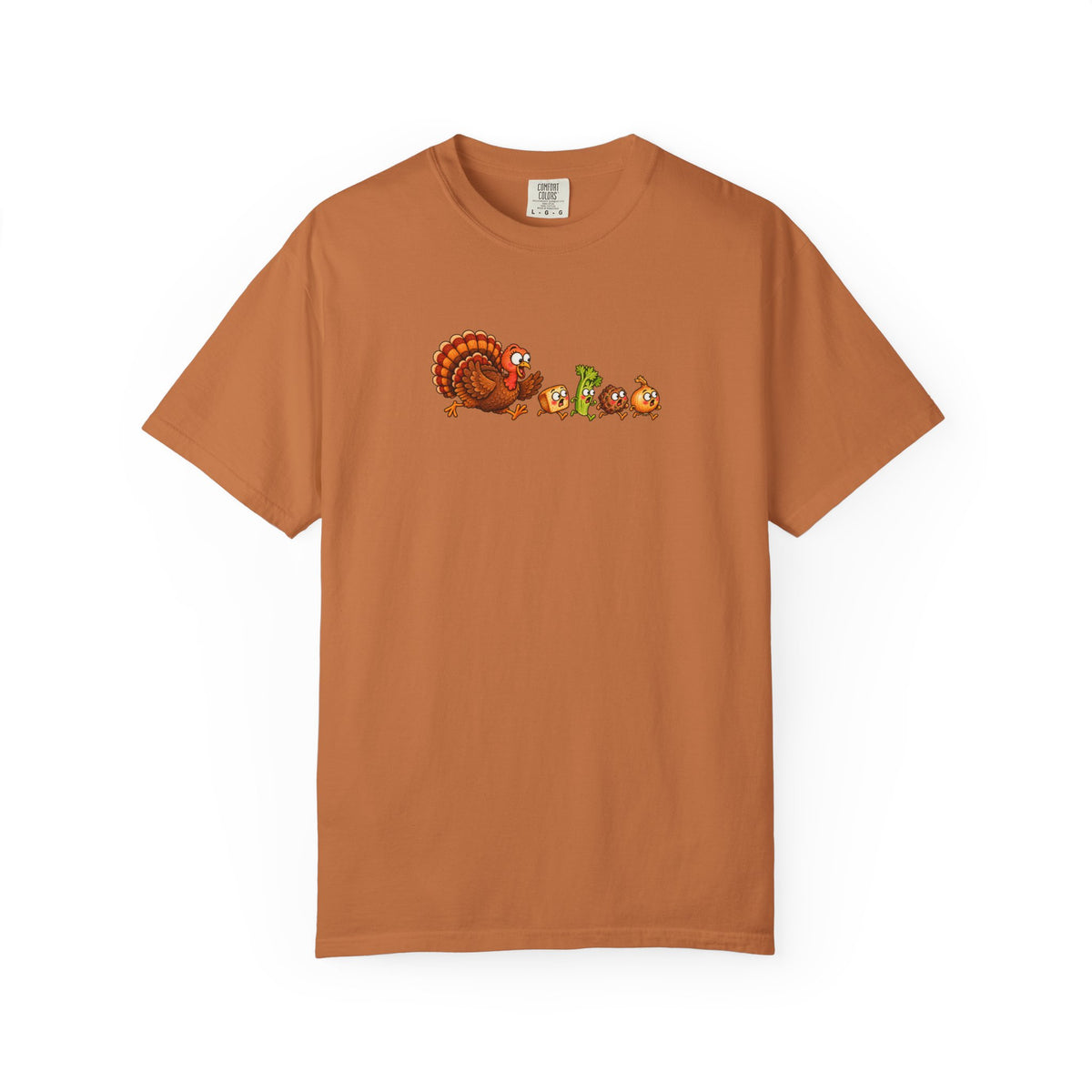 Turkey Chasing Stuffing Thanksgiving Tee | Comfort Colors 1717