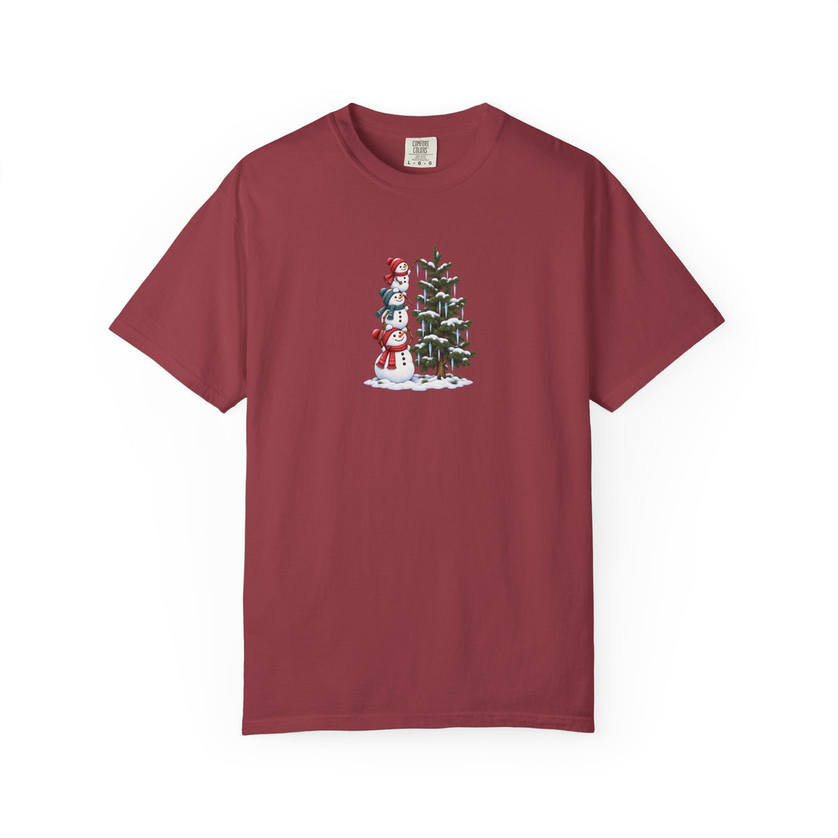 Snowmen Decorating Christmas Tree Graphic Tee | Cute Holiday Shirt