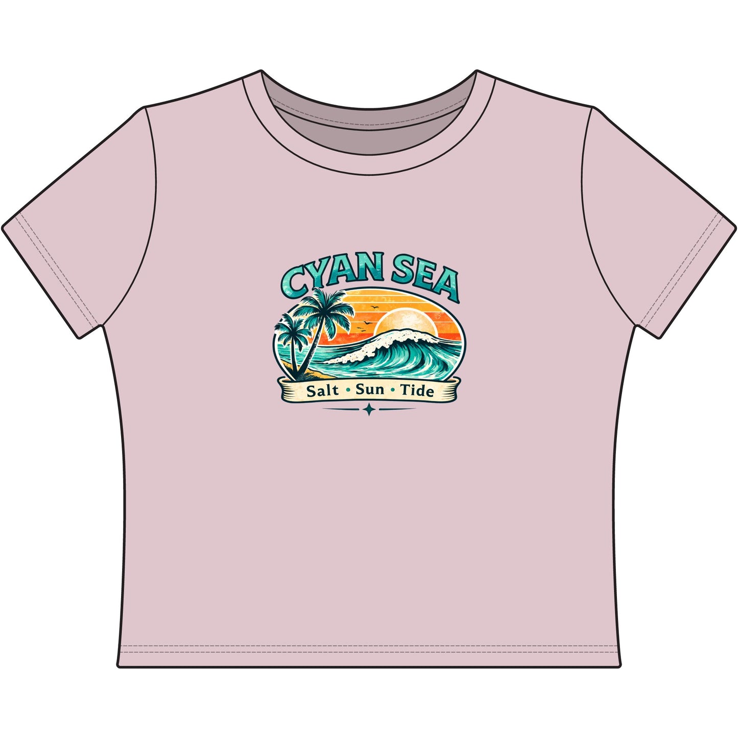 Cyan Sea Cropped Tee – Markantes Logo auf der Brust
