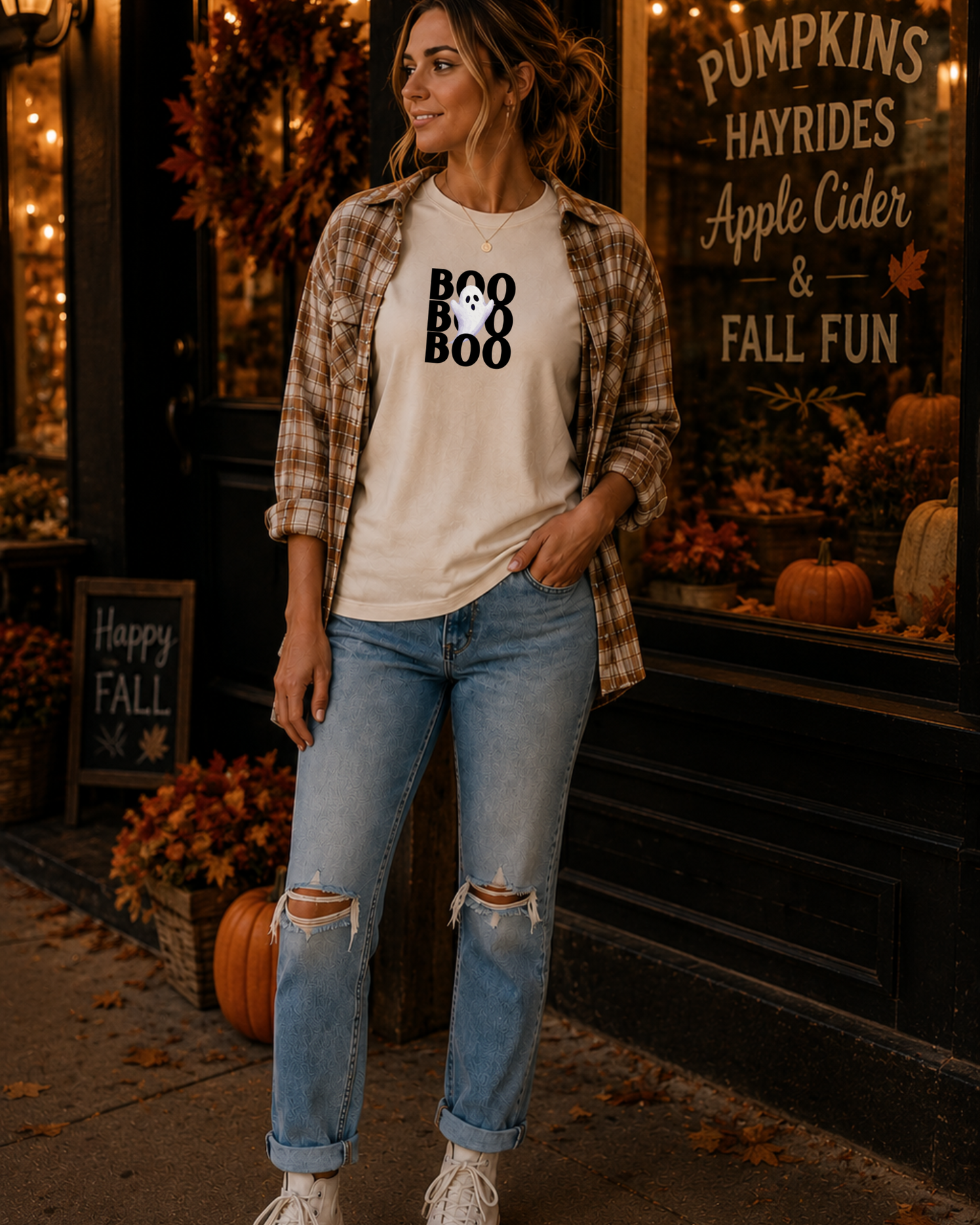 Boo Boo Boo Ghost Halloween T-Shirt | Cute Minimalist Spooky Tee