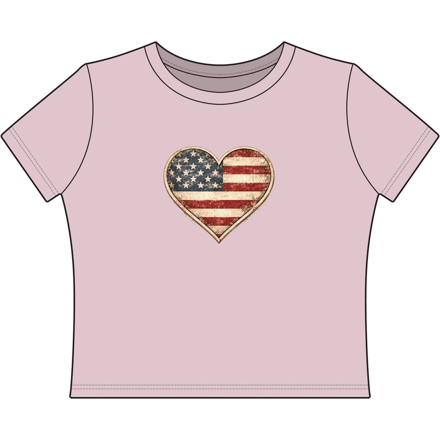 Americana Flag Heart Crop Top • Vintage Patriotic Heart Baby Tee • Distressed USA Graphic Shirt