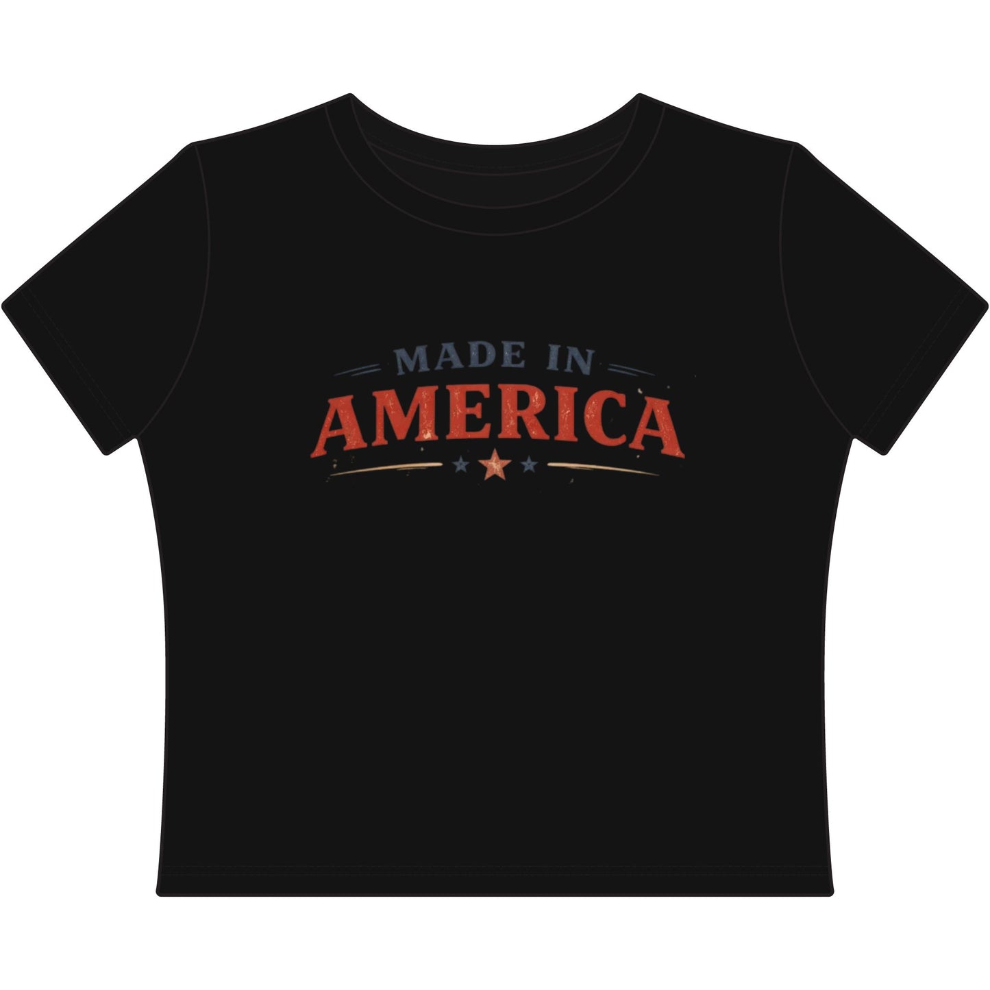 Made in America Cropped Tee • Patriotic Graphic Baby Tee for Women