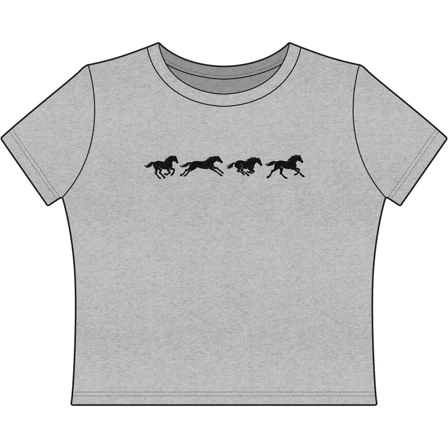 Wild Reed Running Horse Crop Top | Western Horse Shirt | Cowgirl Cropped Baby Tee | Western Graphic Tee | Rodeo Horse Shirt