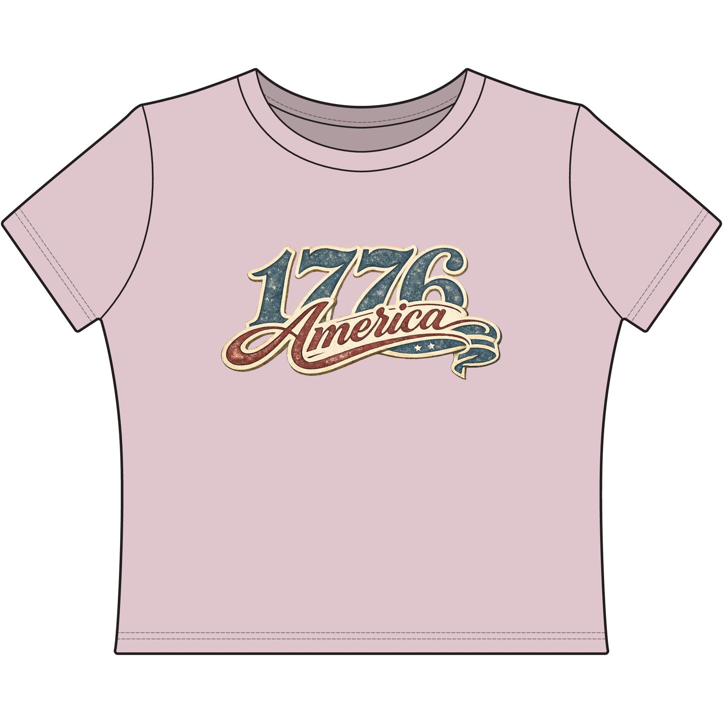 Retro America 1776 Fitted Crop Top • Vintage Patriotic Baby Tee • Americana Graphic Tee