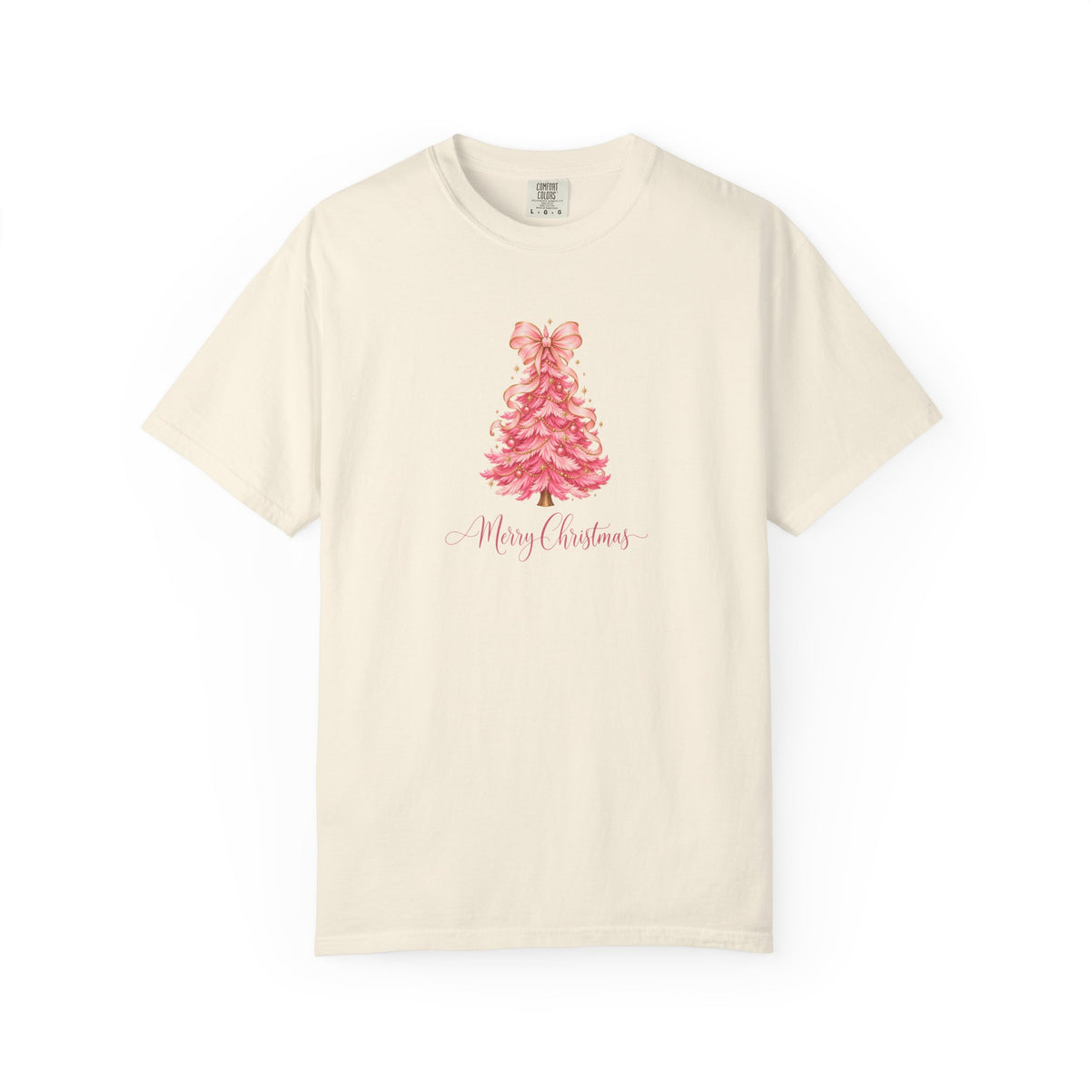 Pink Christmas Tree Graphic Tee | Merry Christmas Comfort Colors Shirt