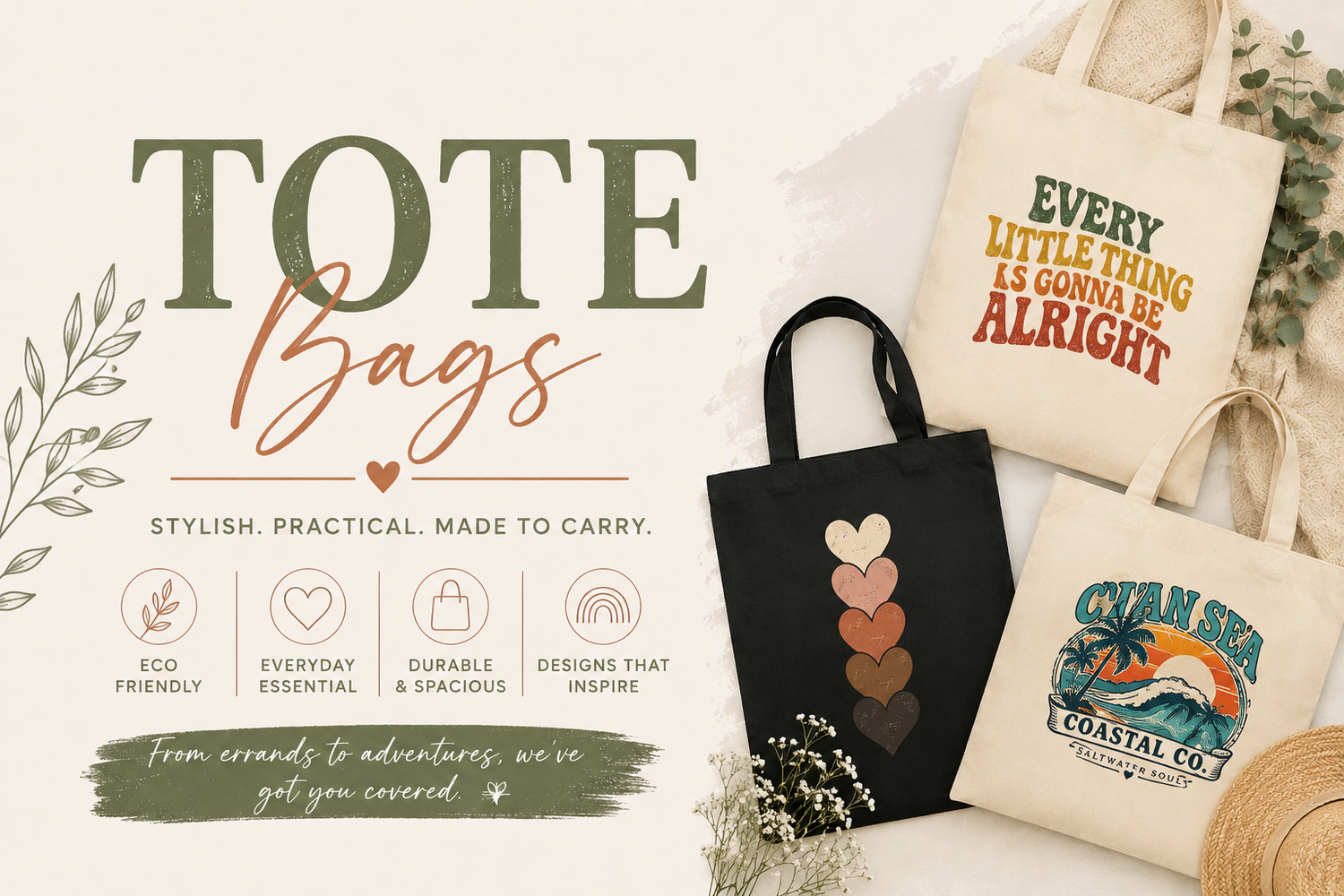 Canvas Tote Bags | Reusable Graphic Tote Bags | Wild Reed Apparel