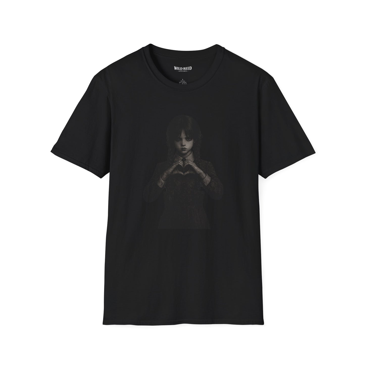 Gothic Girl Heart Hands Stealth Black-on-Black Graphic Tee