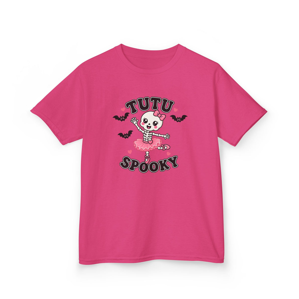 Tutu Spooky Kids Halloween T-Shirt | Cute Skeleton Ballerina Shirt | Girls Pink Halloween Tee