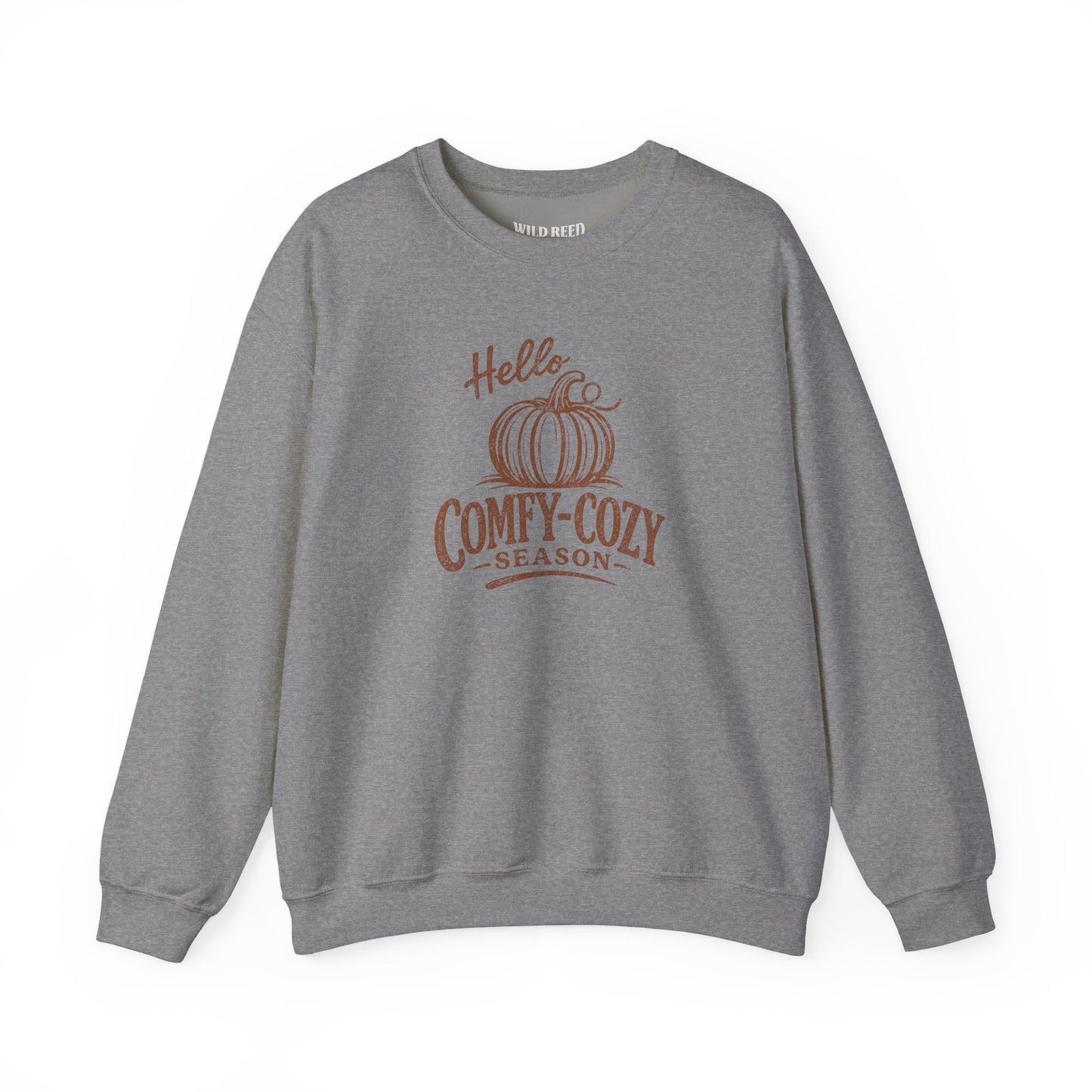 Hello Comfy-Cozy Season Vintage Pumpkin Sweatshirt | Cozy Fall Crewneck | Autumn Graphic Sweatshirt