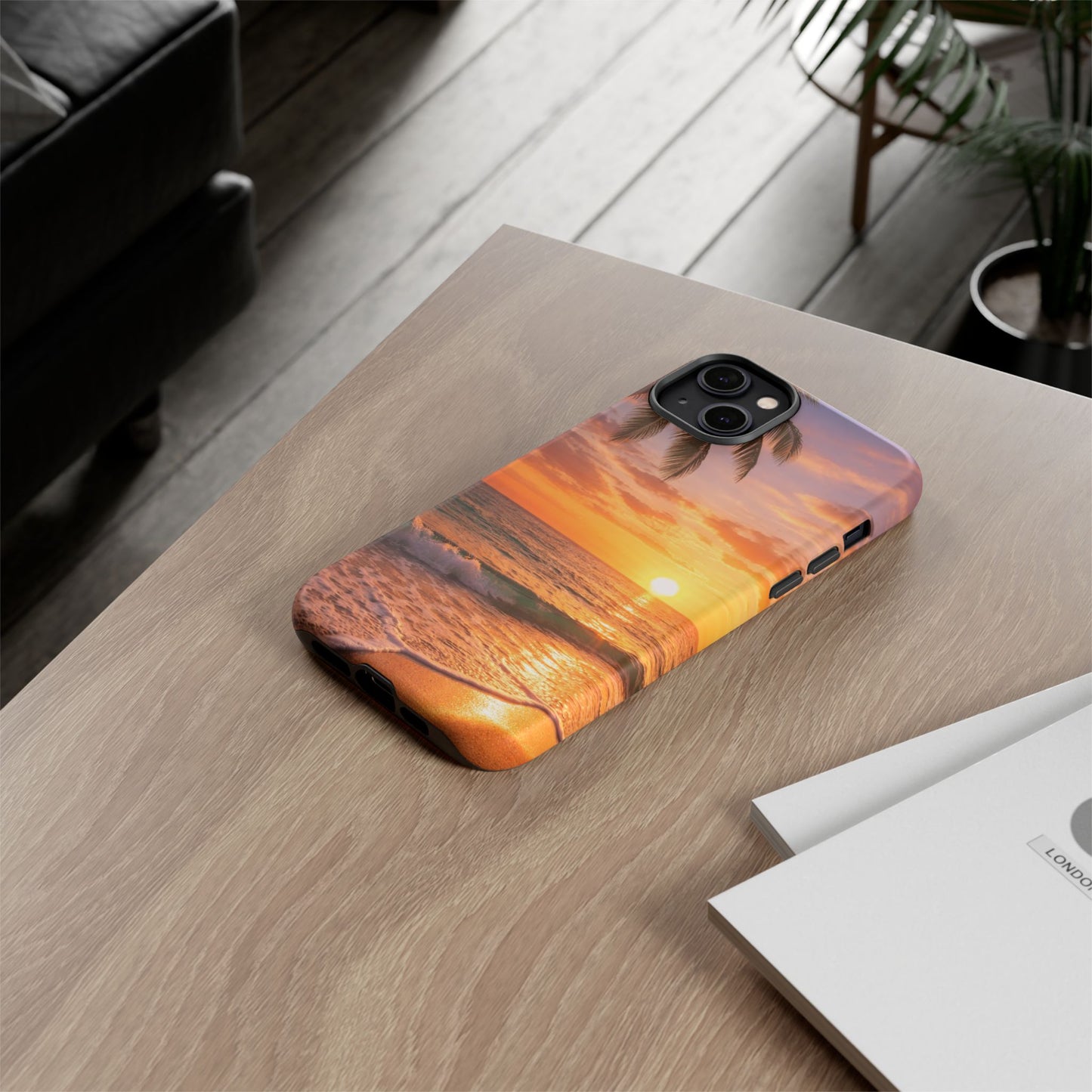 Golden Hour Beach Case — Tropical Palm Sunset Protective Case