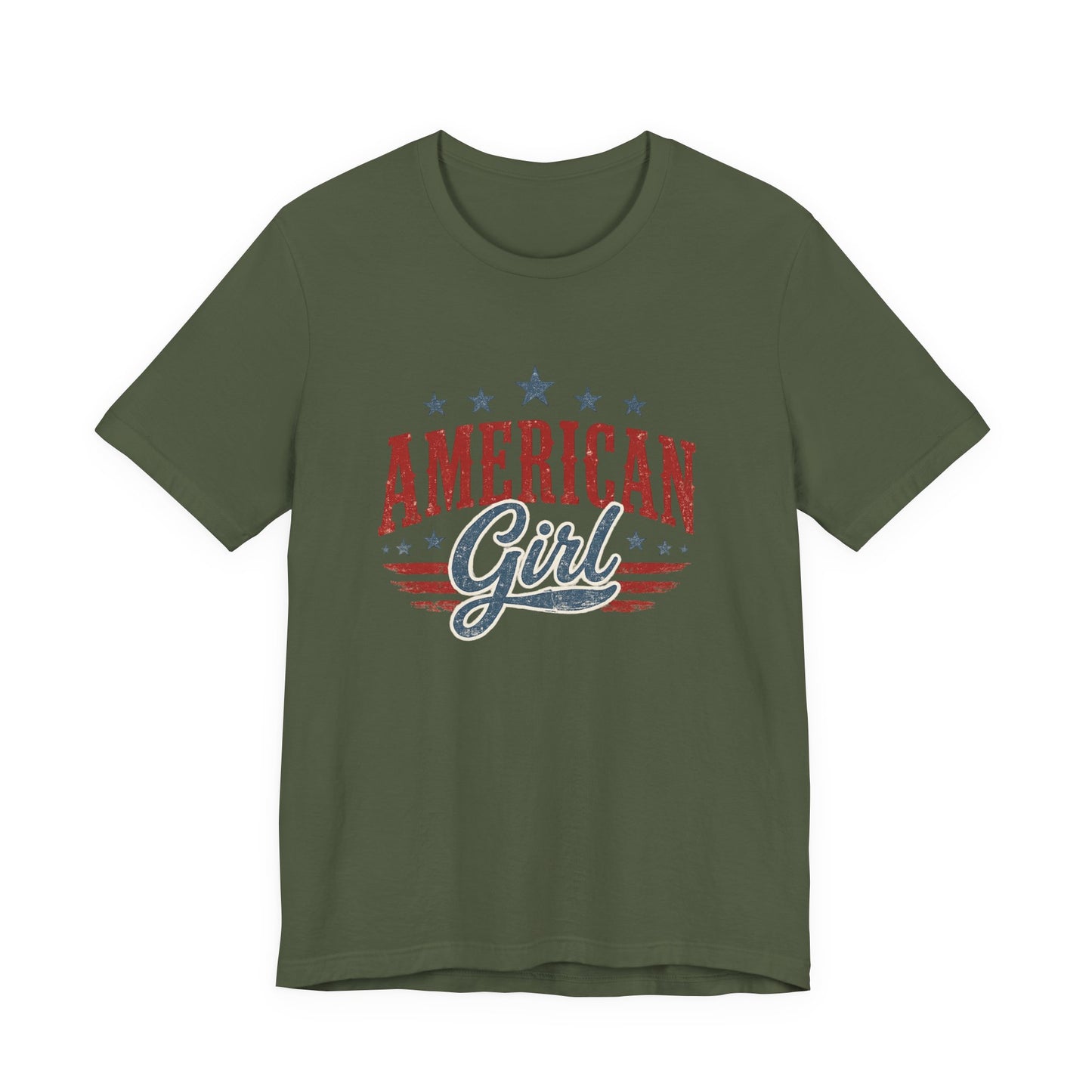 American Girl Graphic Tee • Patriotic Shirt • Vintage Americana T Shirt • Bella Canvas 3001 • 4th of July Shirt • Country Style Women’s Tee