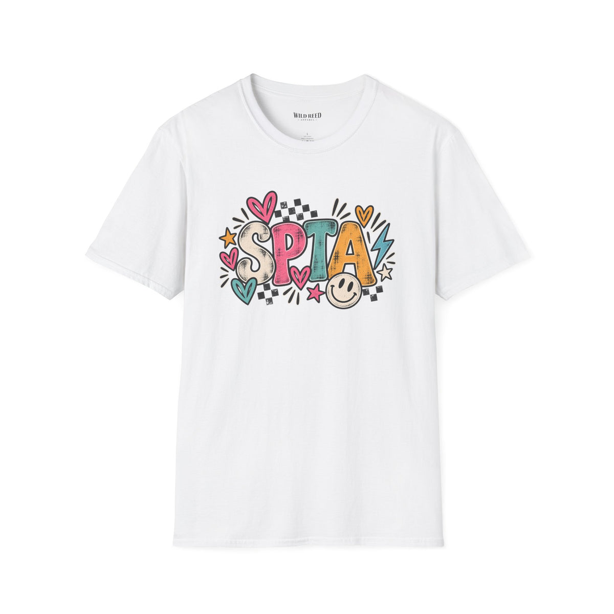 SPTA Retro Checkerboard Graphic Tee | School Support Staff Shirt