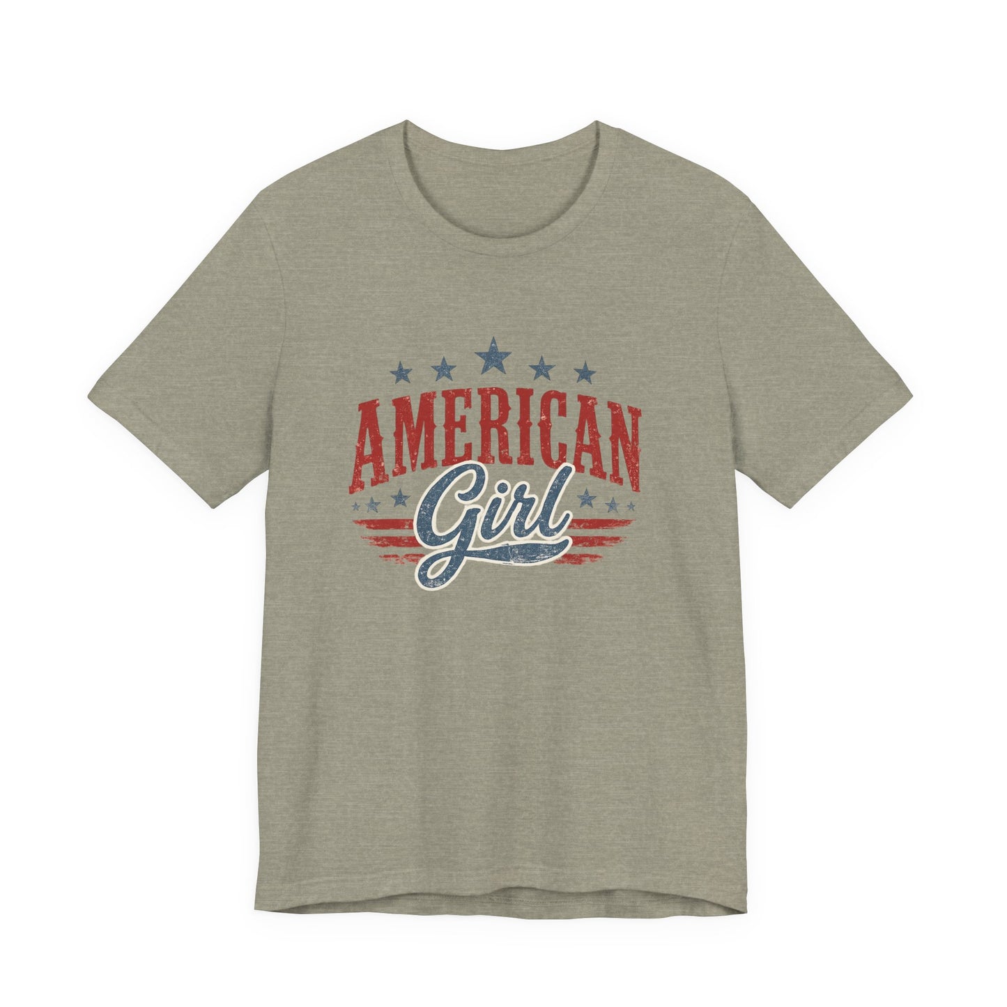 American Girl Graphic Tee • Patriotic Shirt • Vintage Americana T Shirt • Bella Canvas 3001 • 4th of July Shirt • Country Style Women’s Tee