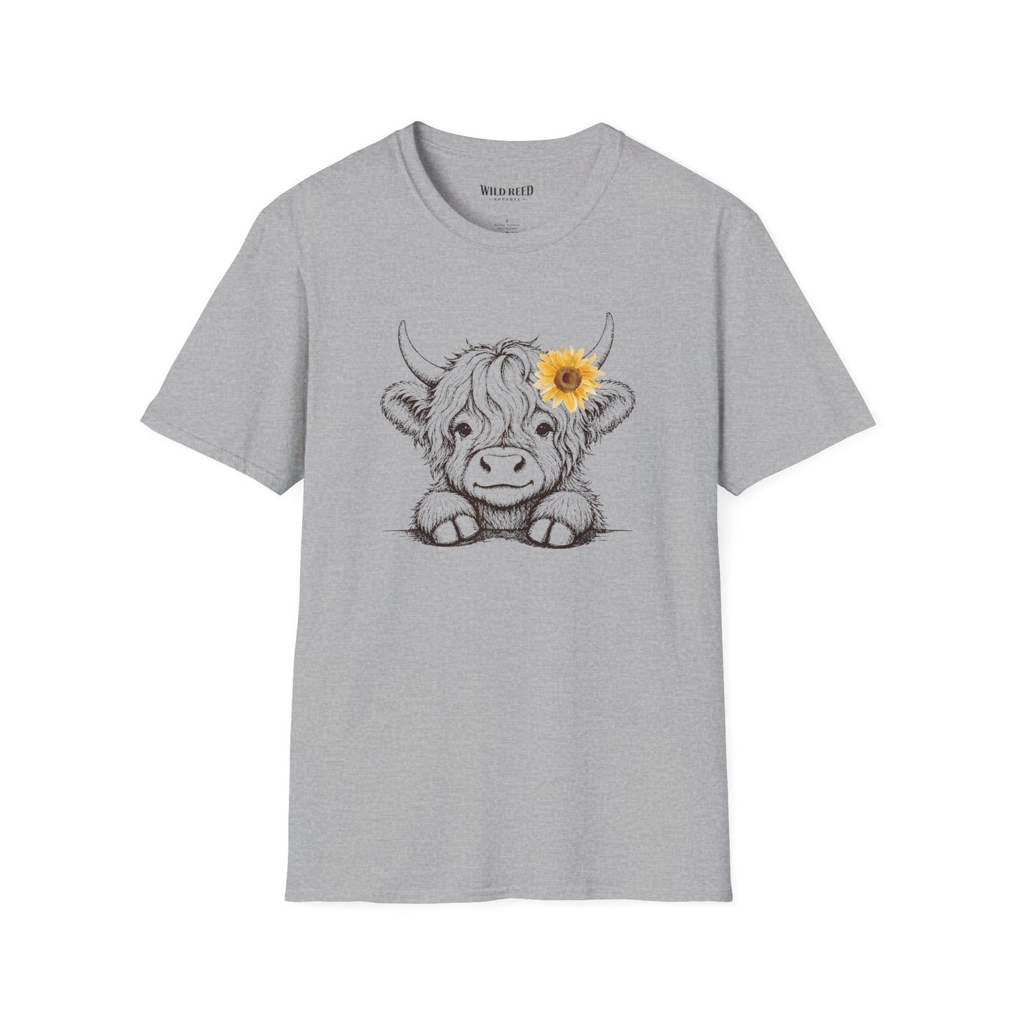 Baby Highland Cow Sunflower Graphic Tee | Cute Farmhouse Cow Shirt | Wild Reed Apparel