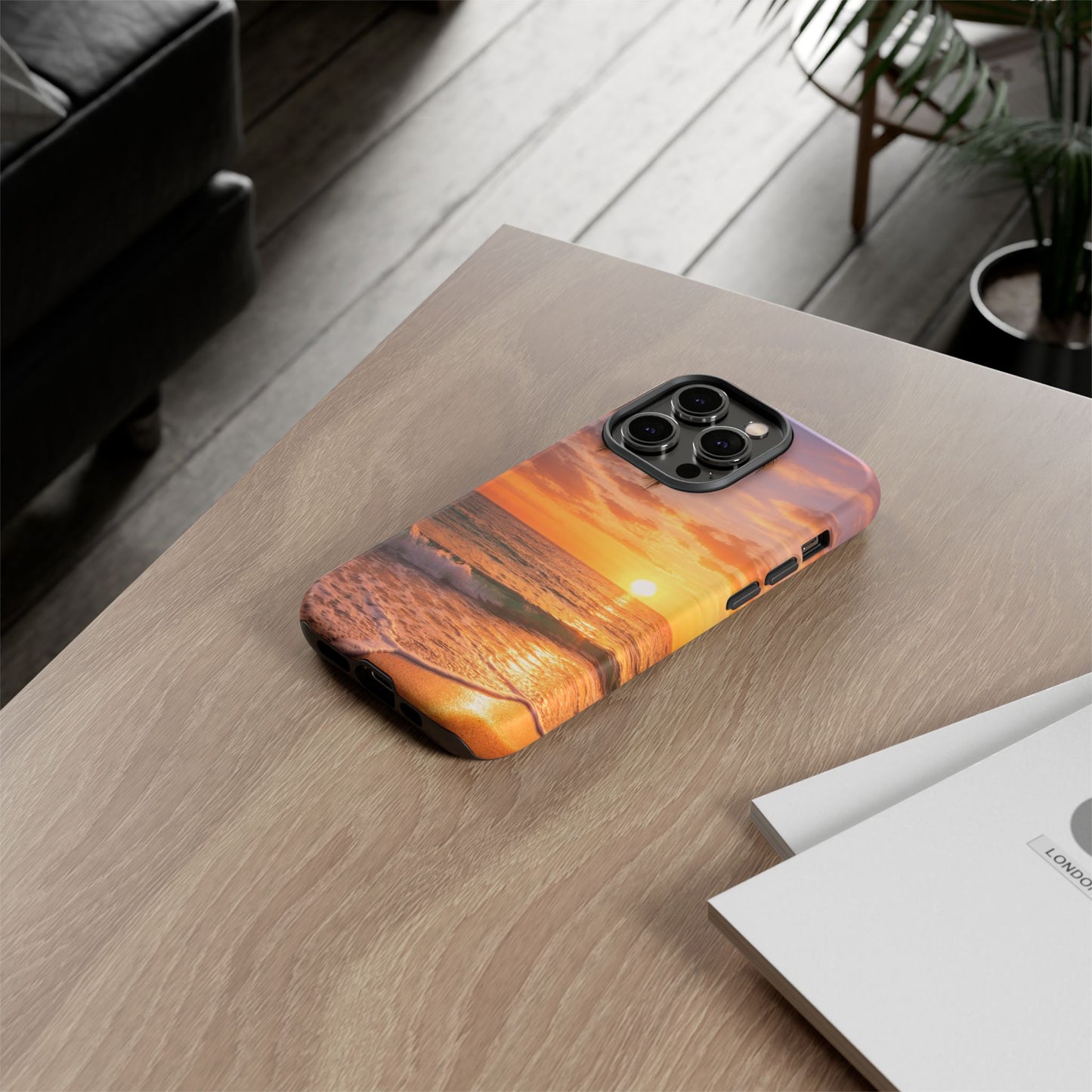 Golden Hour Beach Case — Tropical Palm Sunset Protective Case