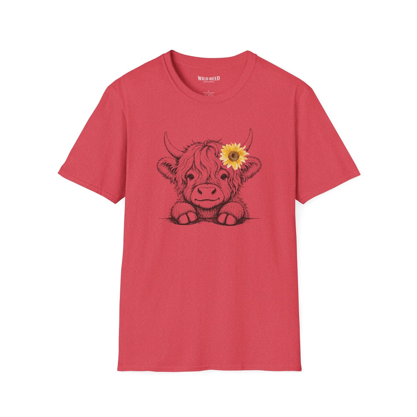 Baby Highland Cow Sunflower Graphic Tee | Cute Farmhouse Cow Shirt | Wild Reed Apparel