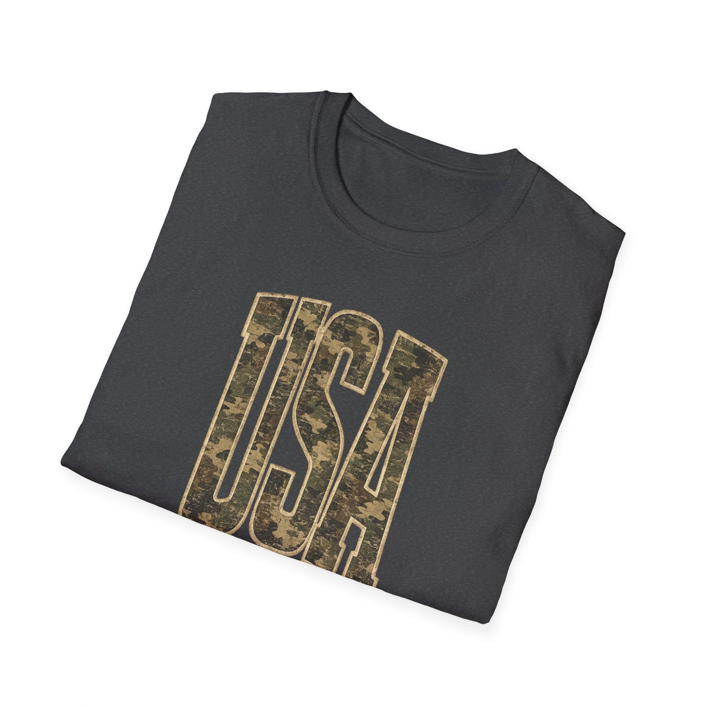 USA Vintage Camo Graphic T-Shirt | Patriotic Distressed USA Tee | Softstyle Unisex Shirt