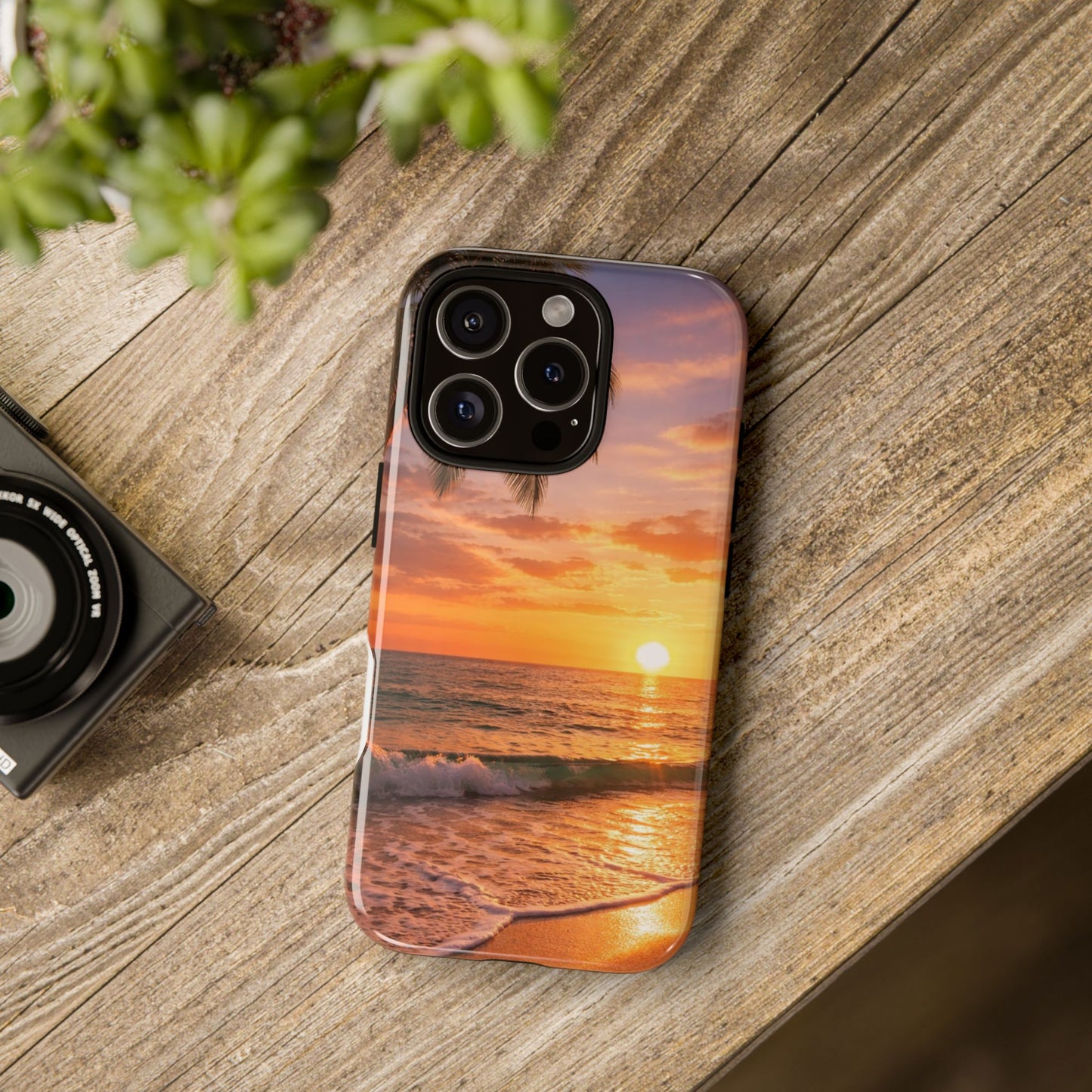Golden Hour Beach Case — Tropical Palm Sunset Protective Case