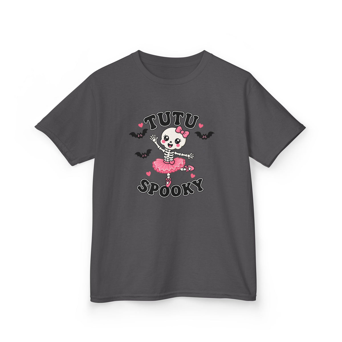 Tutu Spooky Kids Halloween T-Shirt | Cute Skeleton Ballerina Shirt | Girls Pink Halloween Tee
