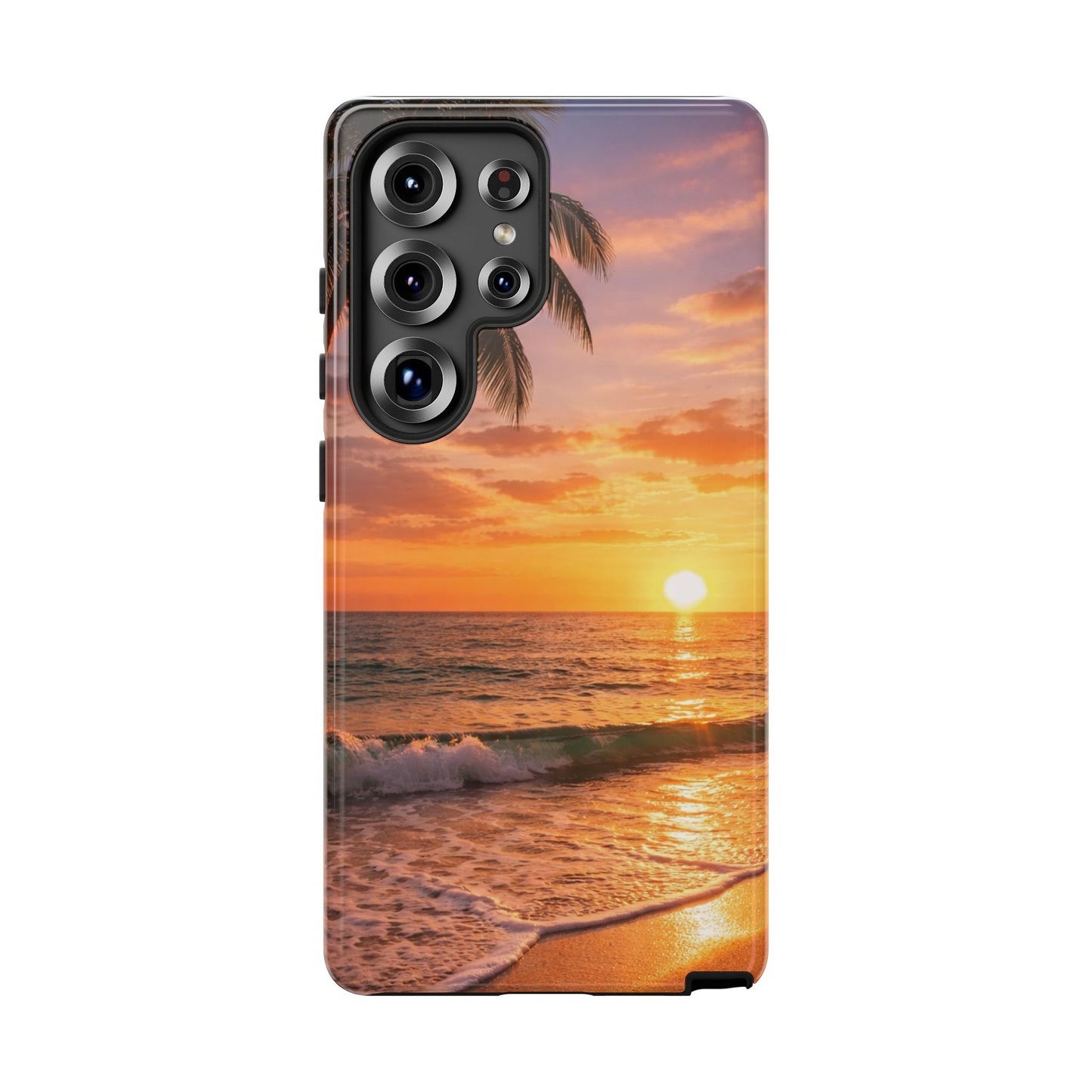 Golden Hour Beach Case — Tropical Palm Sunset Protective Case