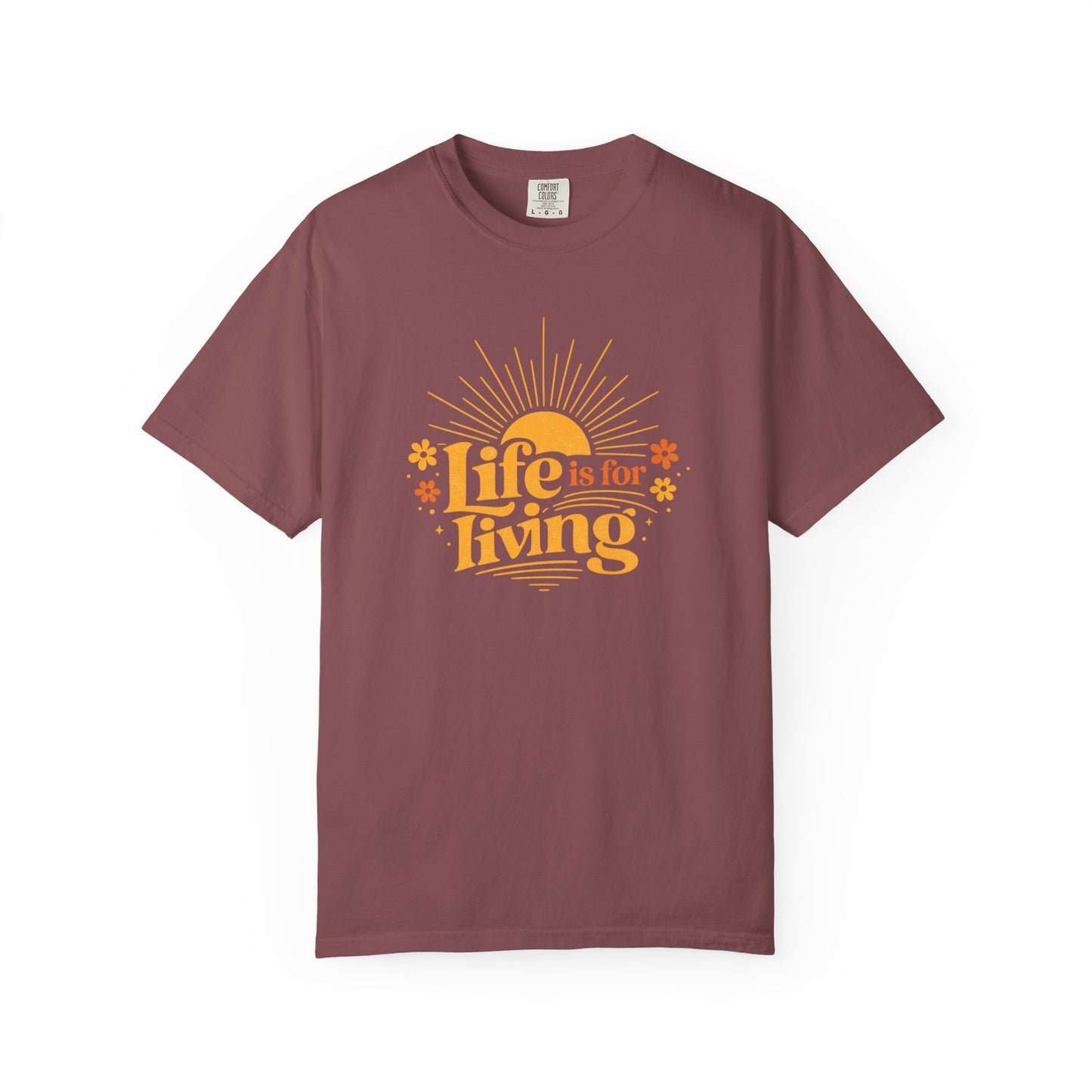 Life Is For Living Shirt, Vintage Summer Graphic Tee, Inspirational Sunshine Tee, Retro Positive Quote Shirt, Comfort Colors Summer Tee