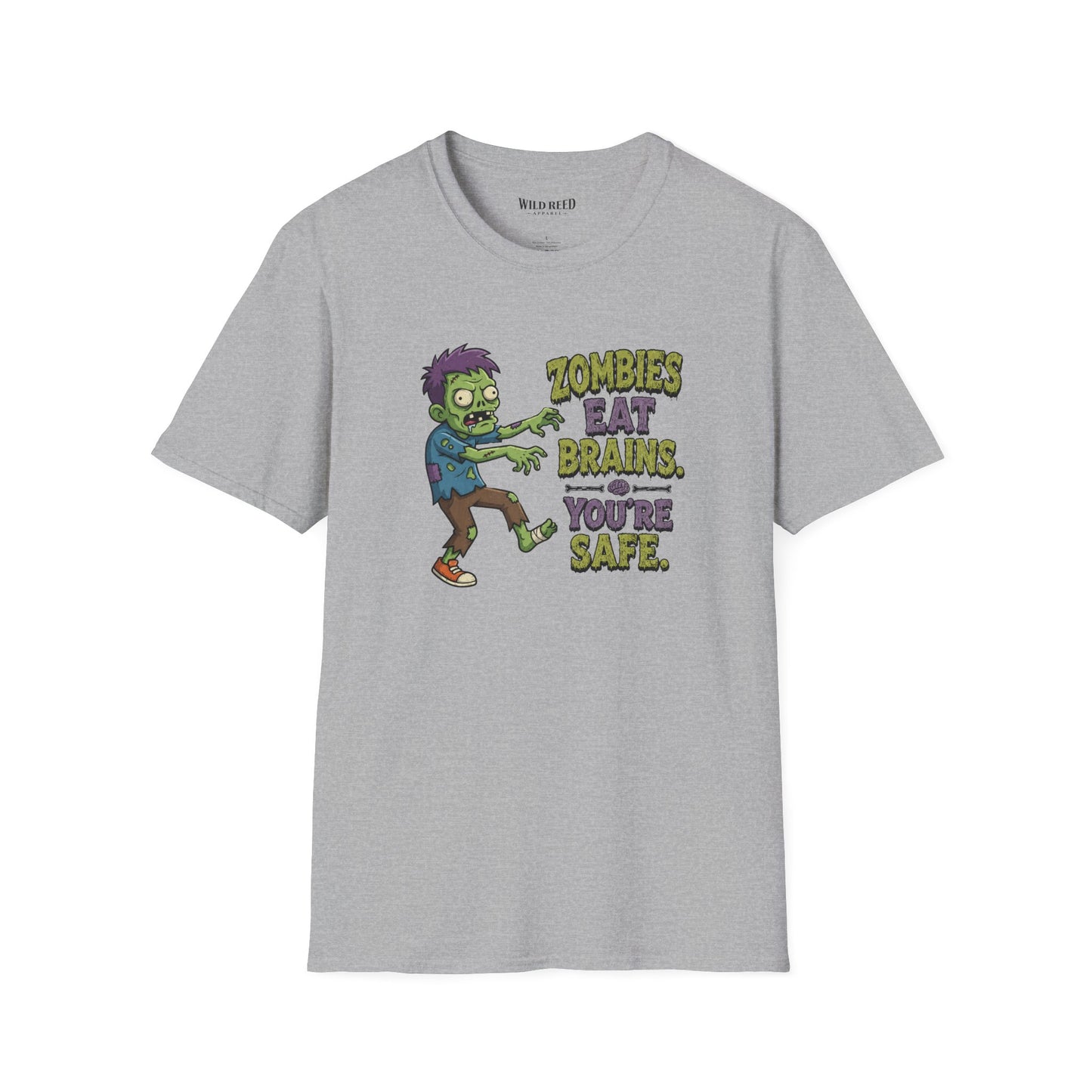 Zombies Eat Brains You’re Safe Funny Zombie Graphic Tee