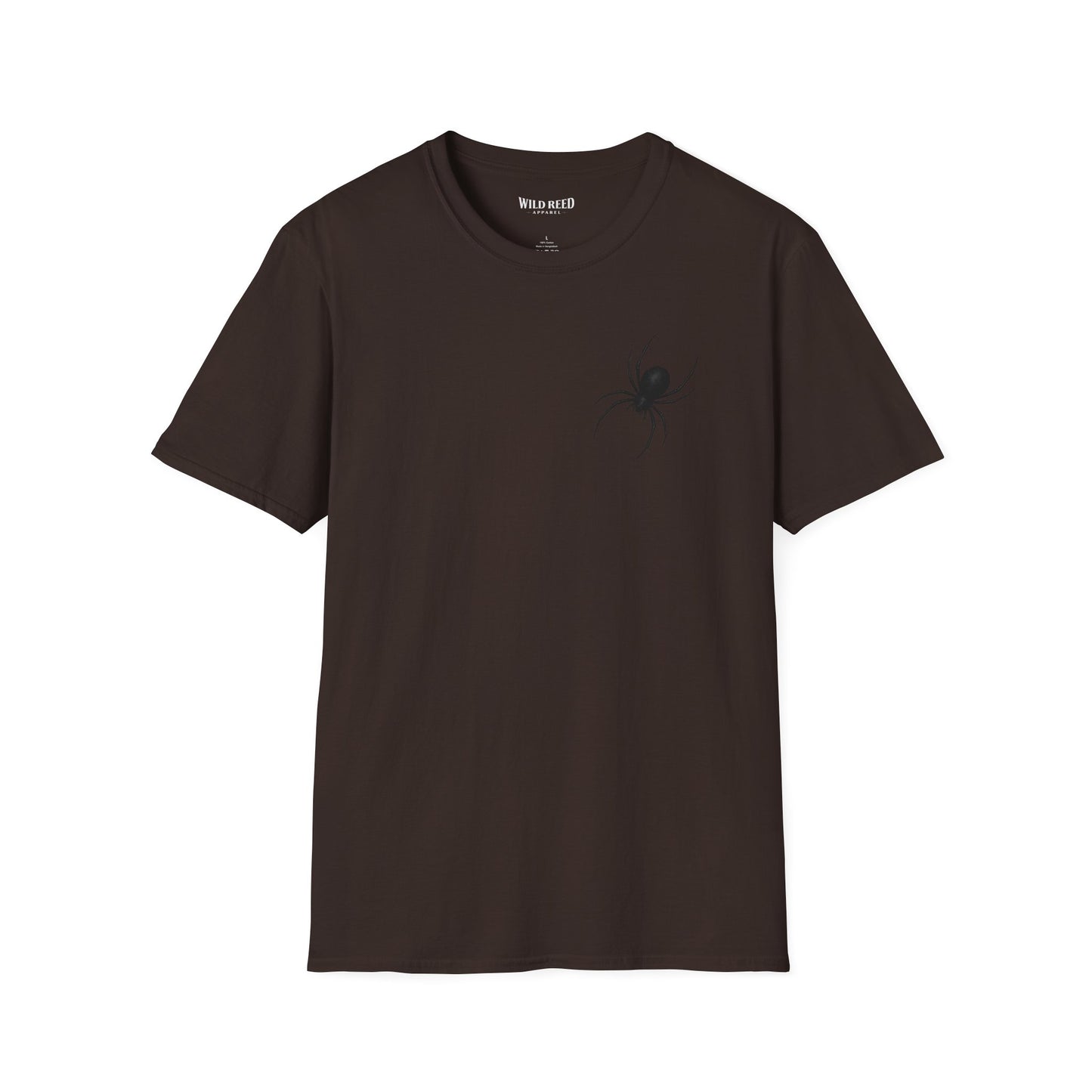 Black Spider graphic brown tee with a subtle black spider chest print