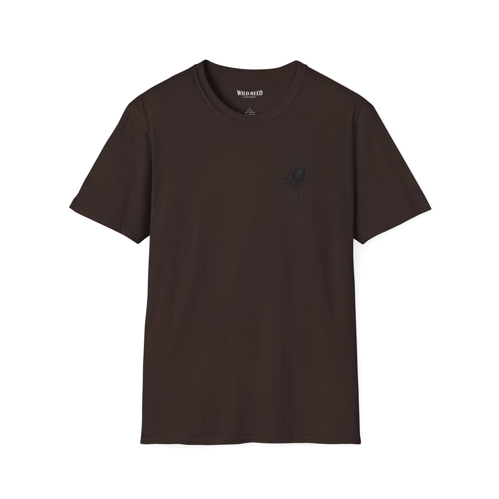 Black Spider graphic brown tee with a subtle black spider chest print