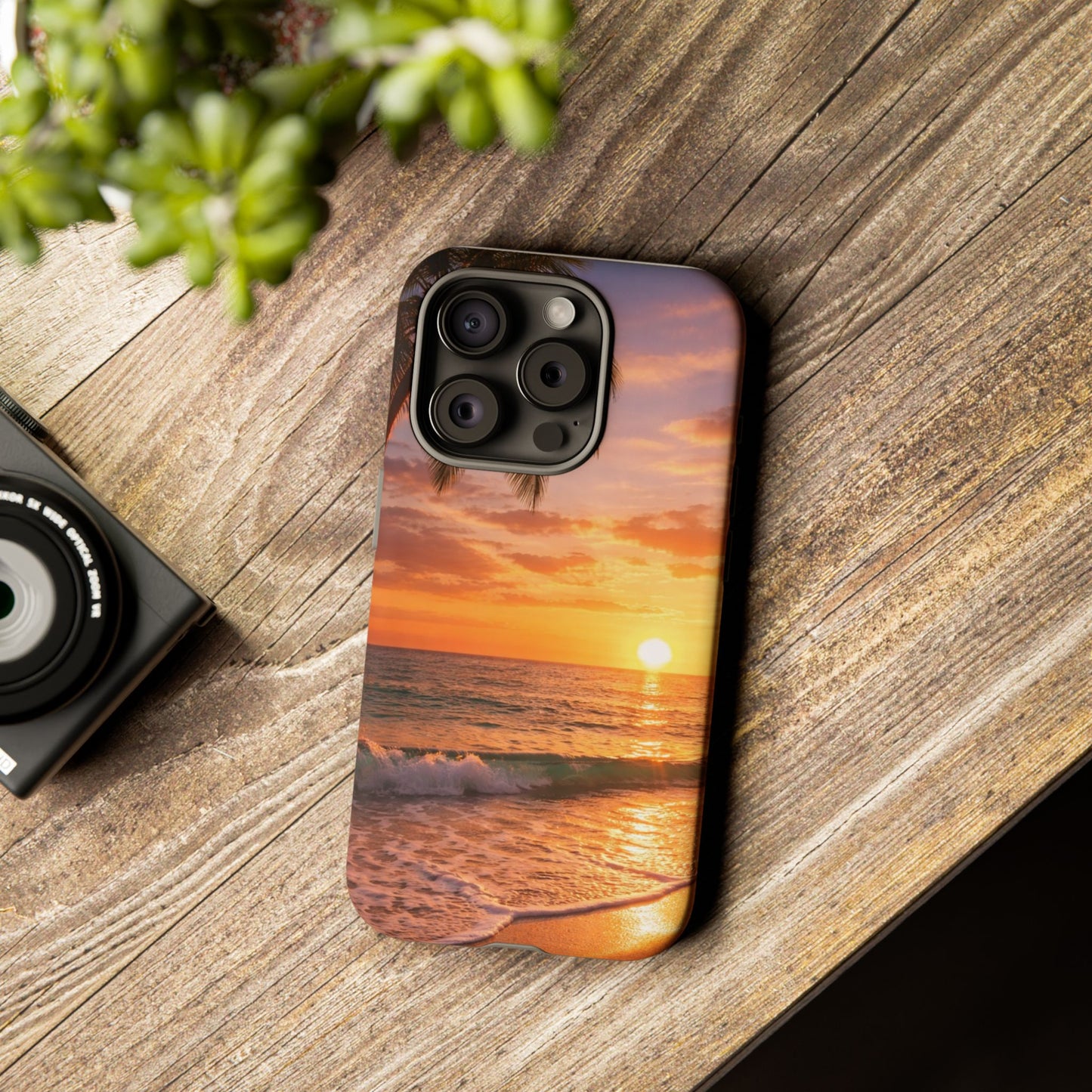 Golden Hour Beach Case — Tropical Palm Sunset Protective Case