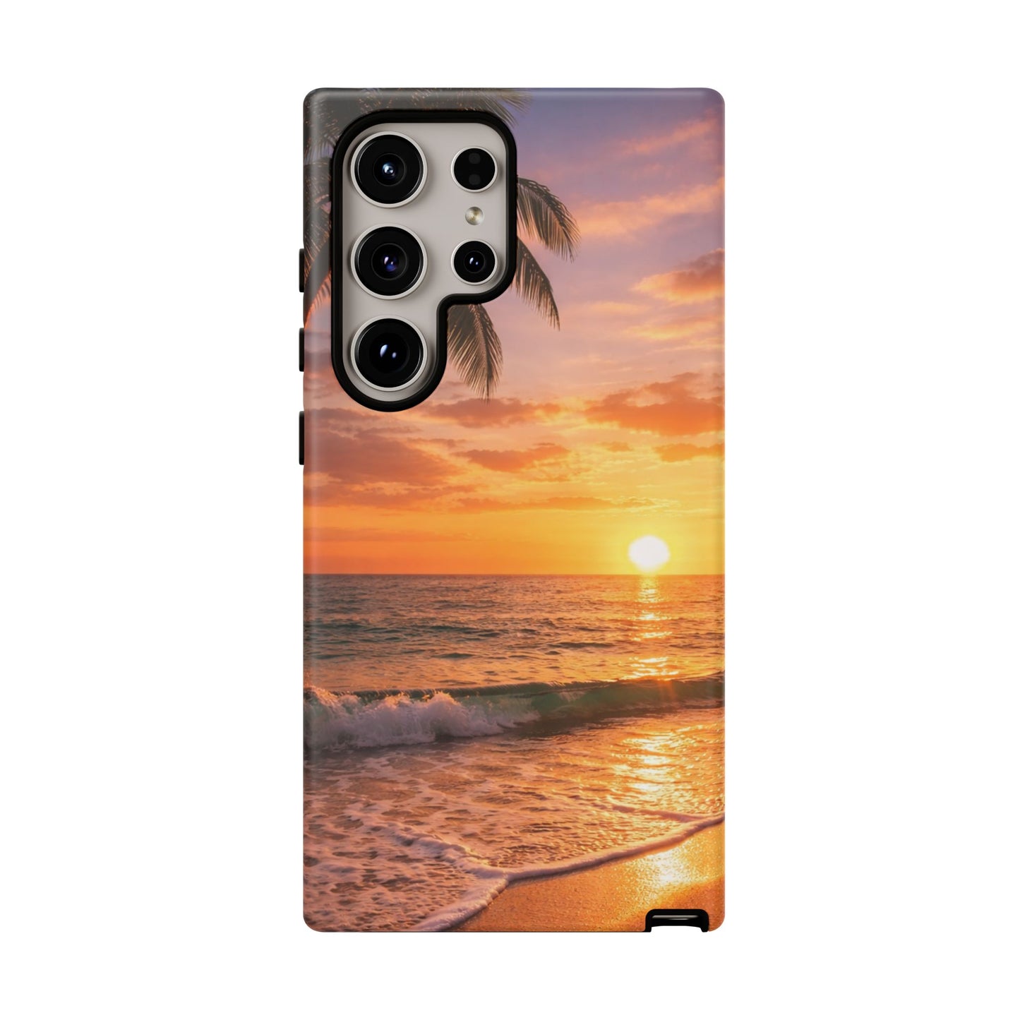 Golden Hour Beach Case — Tropical Palm Sunset Protective Case