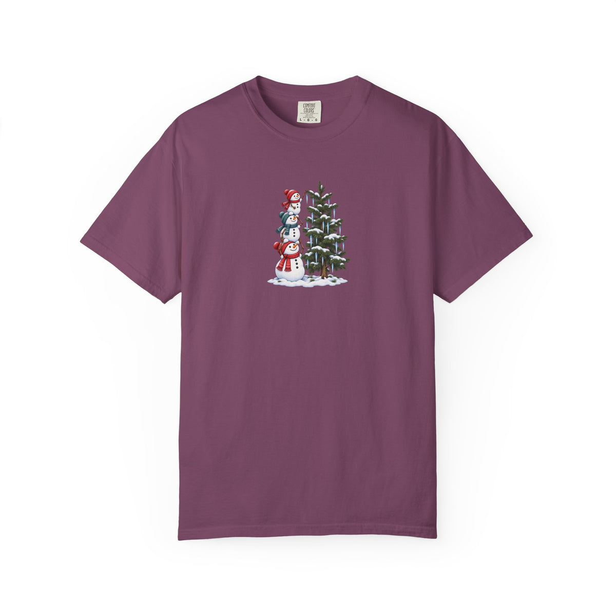Snowmen Decorating Christmas Tree Graphic Tee | Cute Holiday Shirt