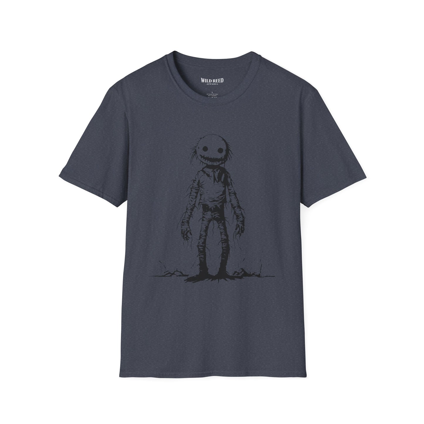 Wild Reed Apparel Creepy Smiley Monster Halloween Shirt | Vintage Horror Graphic Tee