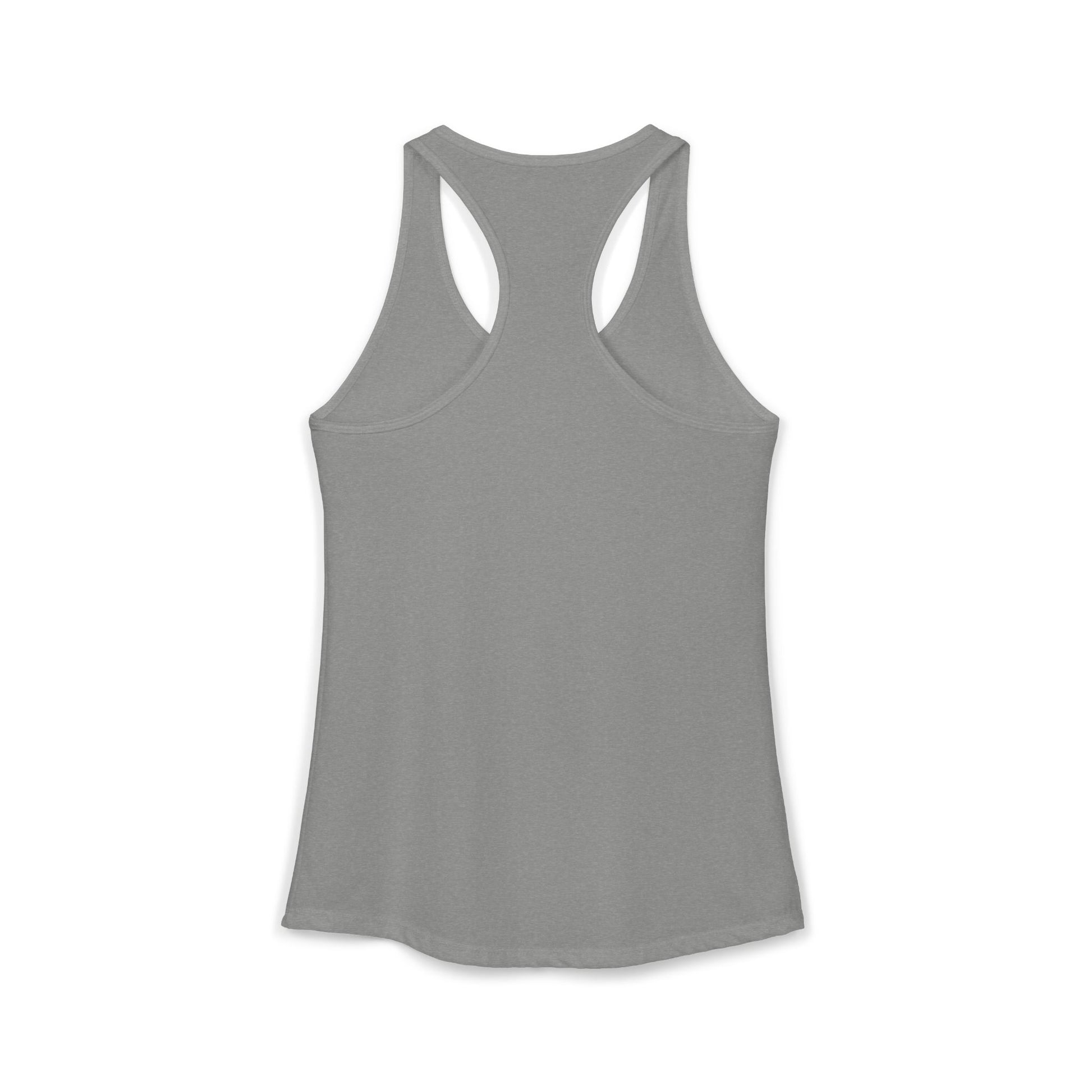 Back of gray racerback tank top on a white background