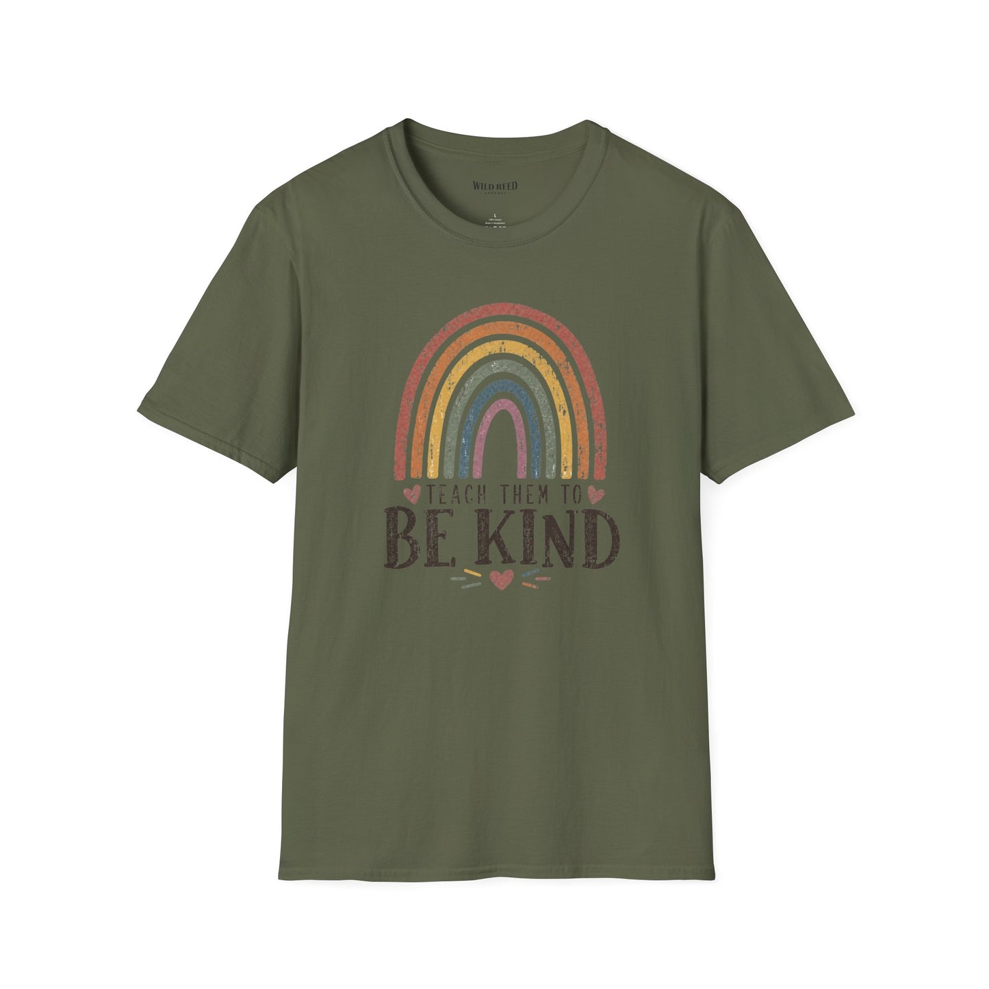 Teach Them to Be Kind Teacher Shirt | Rainbow Teacher Tee | Inspirational Back to School Graphic T-Shirt