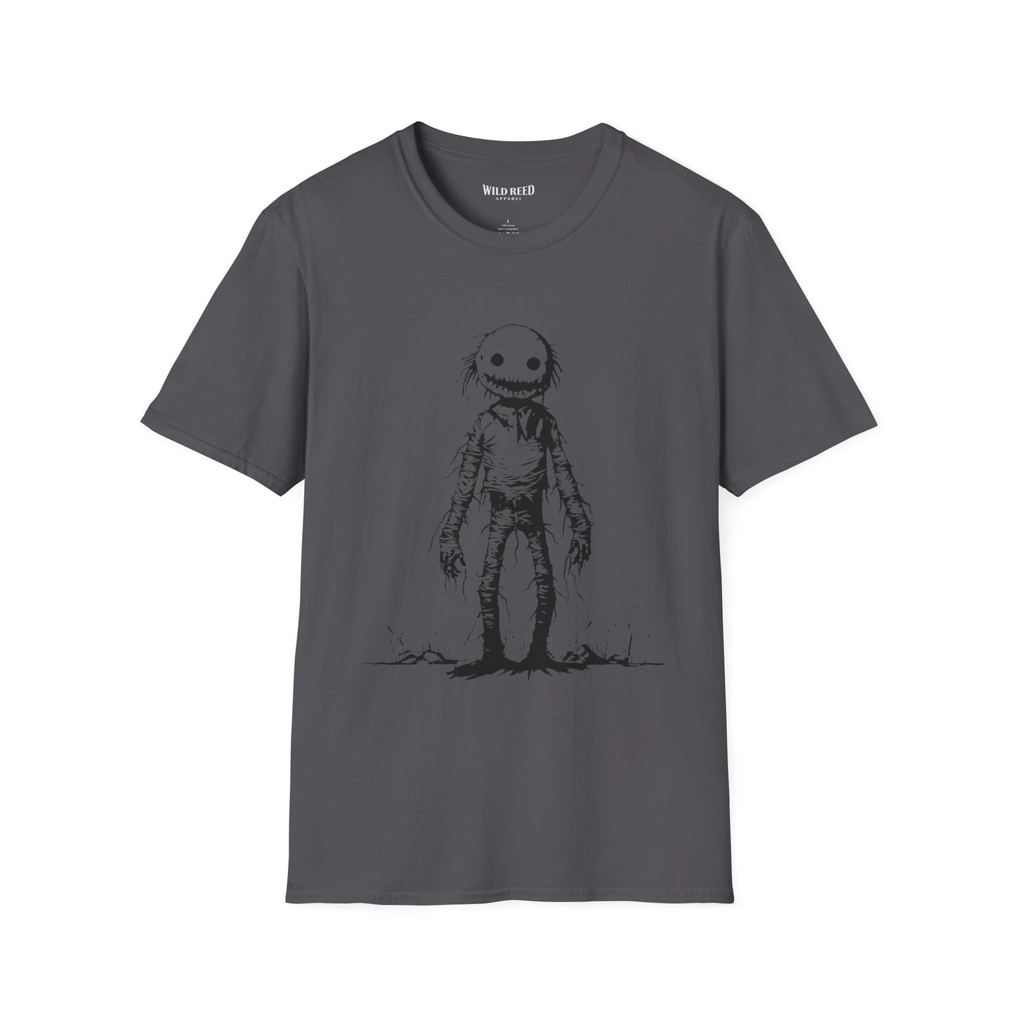Wild Reed Apparel Creepy Smiley Monster Halloween Shirt | Vintage Horror Graphic Tee
