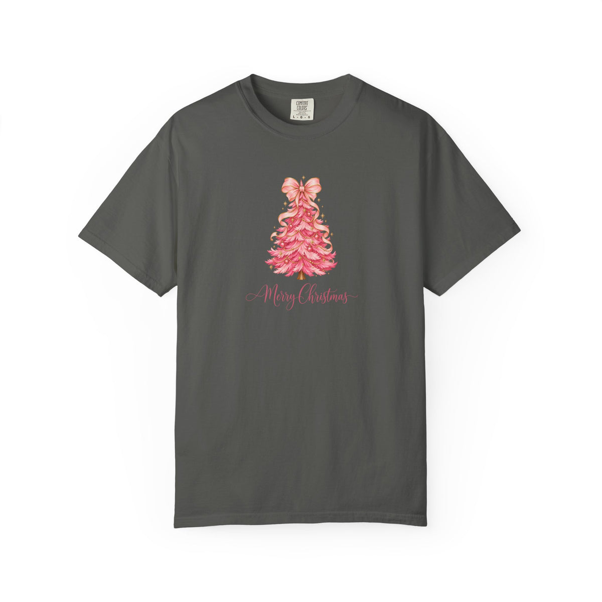 Pink Christmas Tree Graphic Tee | Merry Christmas Comfort Colors Shirt