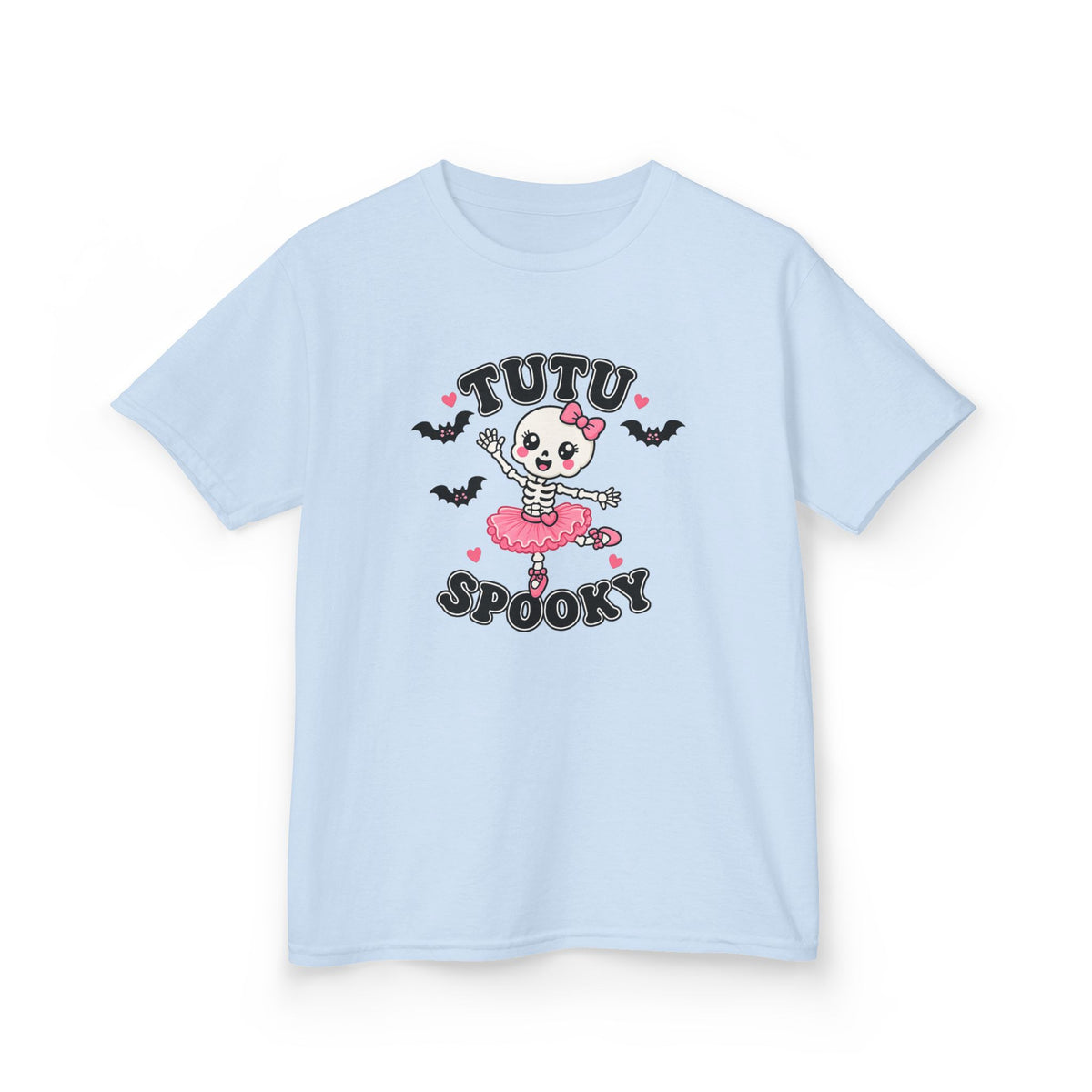 Tutu Spooky Kids Halloween T-Shirt | Cute Skeleton Ballerina Shirt | Girls Pink Halloween Tee