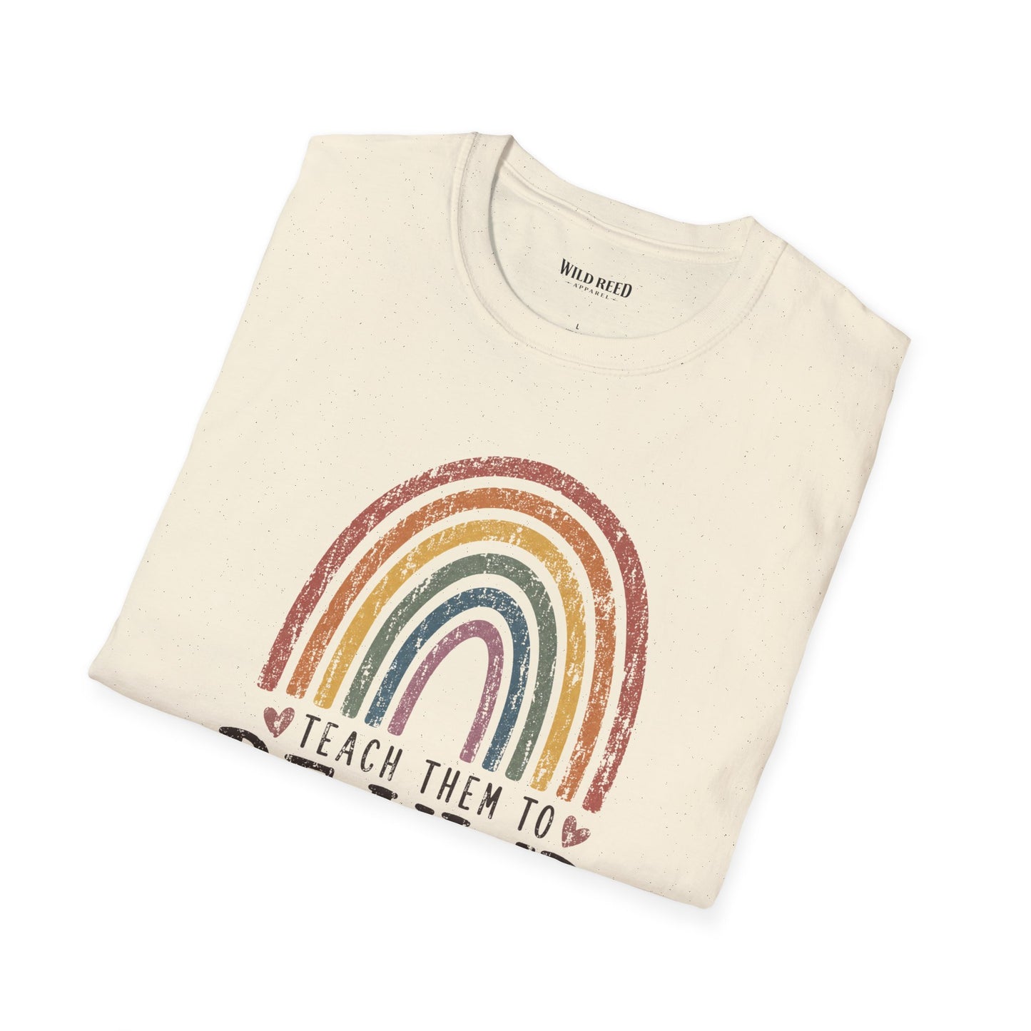 Teach Them to Be Kind Teacher Shirt | Rainbow Teacher Tee | Inspirational Back to School Graphic T-Shirt