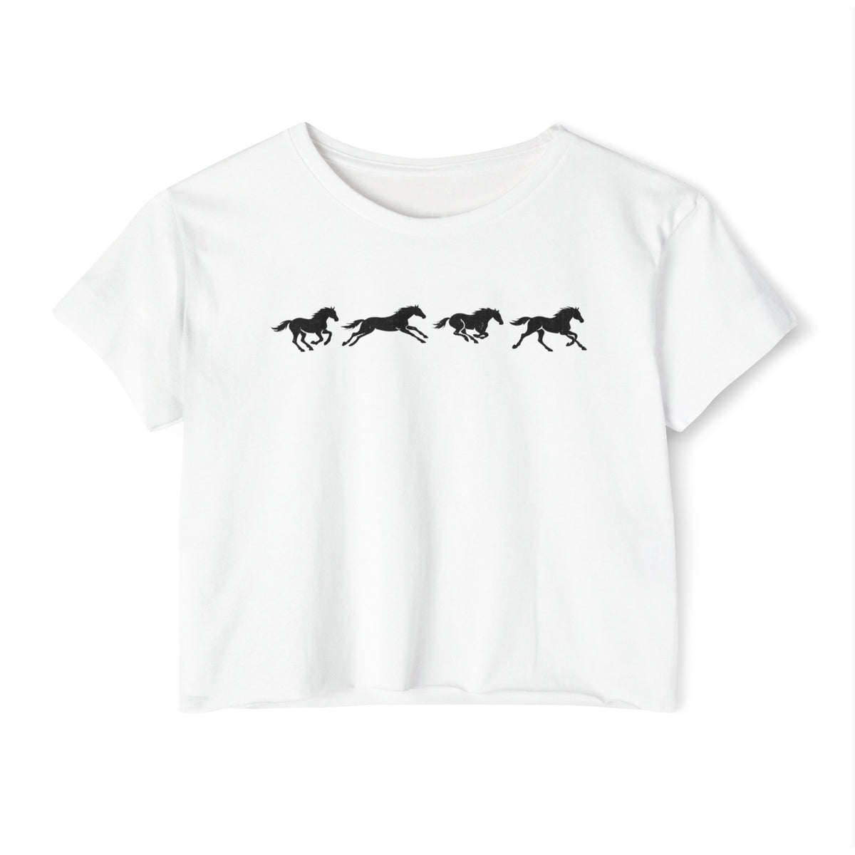 Running Horses Vintage Western Crop Top