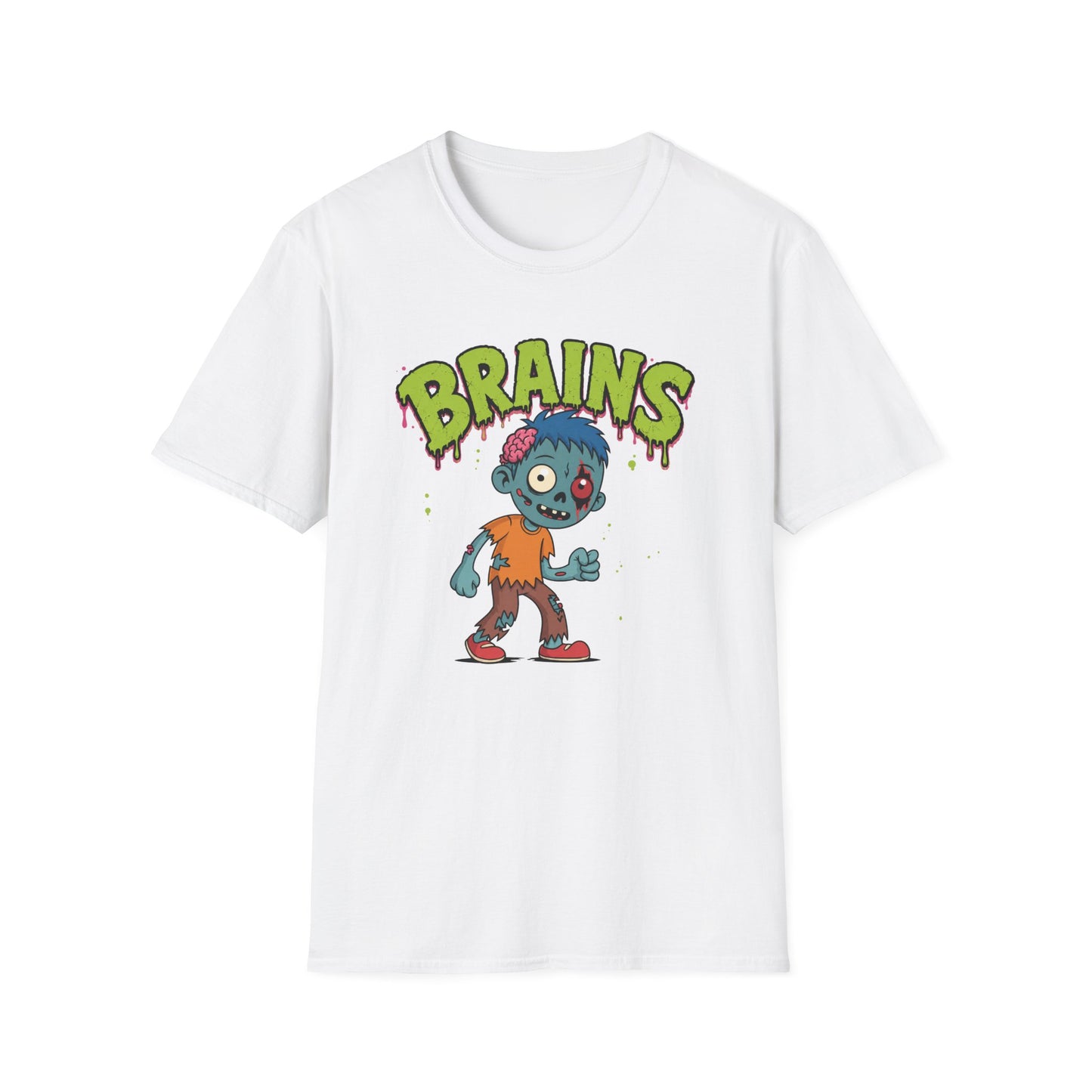 Brains Zombie Graphic Tee | Funny Halloween Shirt | Vintage Horror T-Shirt
