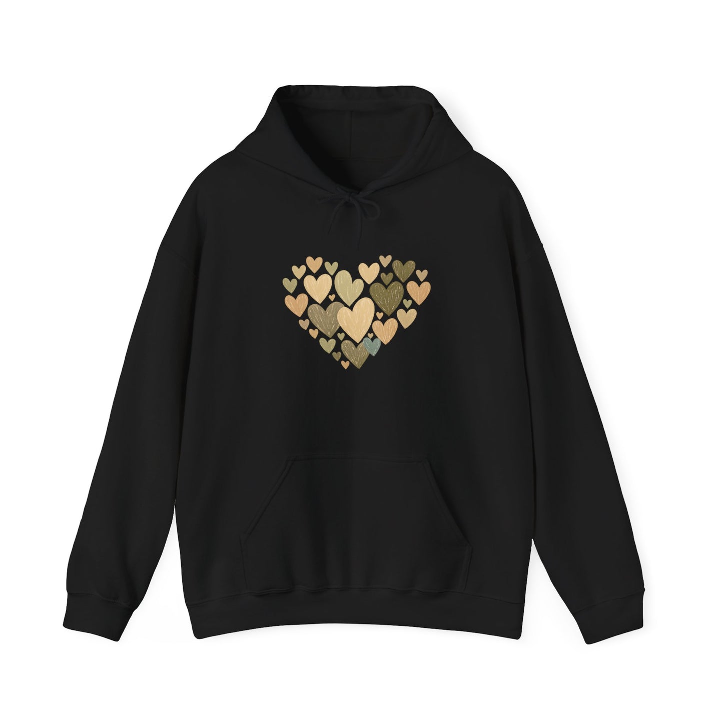 Imperfect Heart Hoodie | Latte Heart Cluster Graphic Hoodie | Cozy Minimalist Heart Sweatshirt