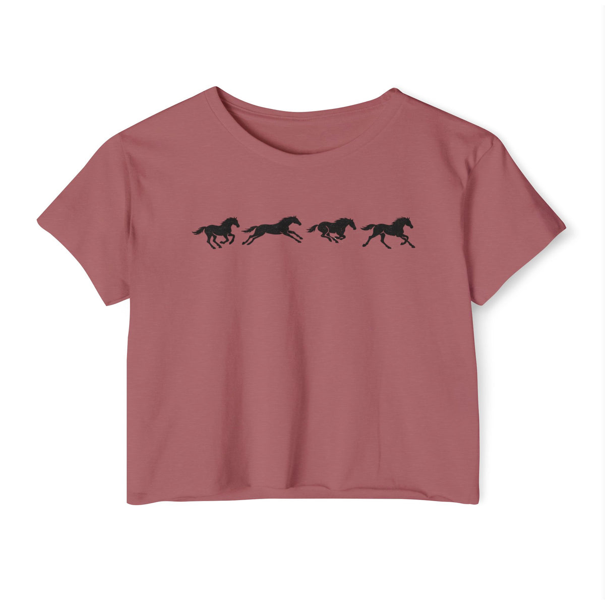 Running Horses Vintage Western Crop Top