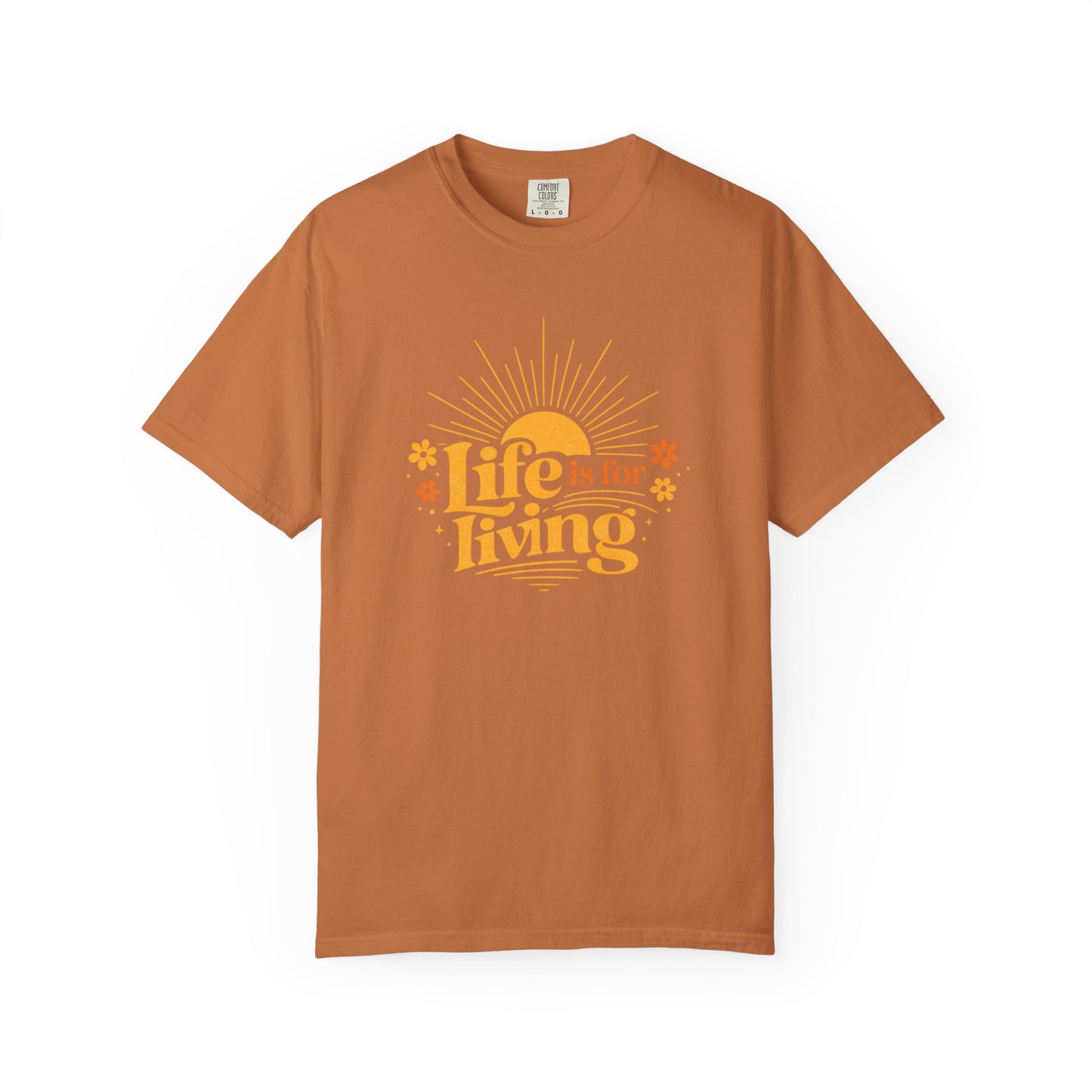 Life Is For Living Shirt, Vintage Summer Graphic Tee, Inspirational Sunshine Tee, Retro Positive Quote Shirt, Comfort Colors Summer Tee