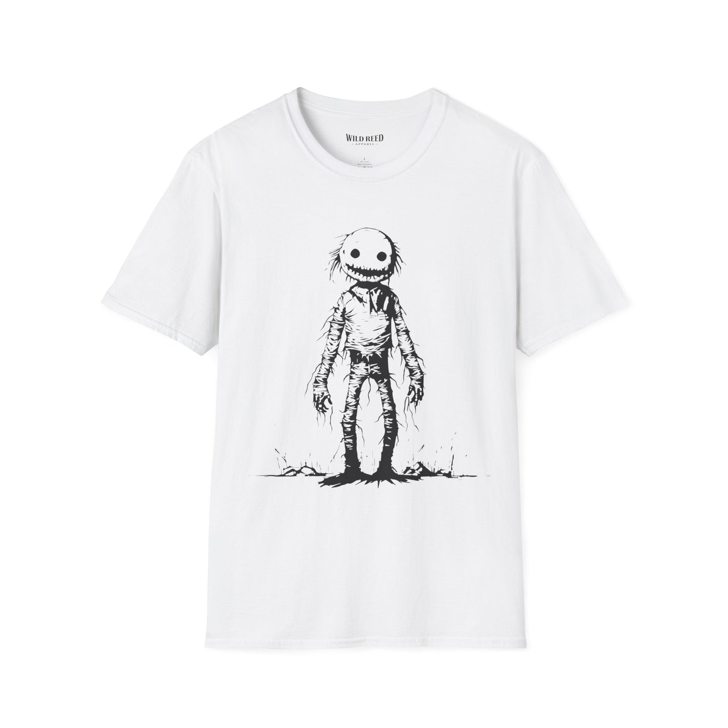 Wild Reed Apparel Creepy Smiley Monster Halloween Shirt | Vintage Horror Graphic Tee