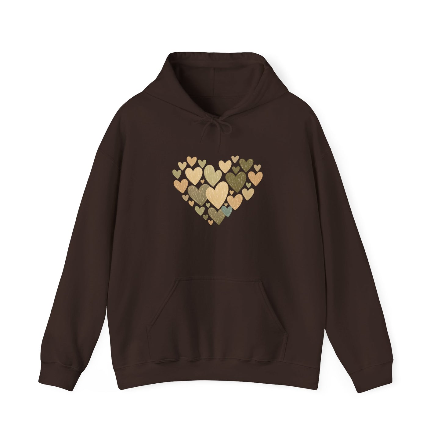 Imperfect Heart Hoodie | Latte Heart Cluster Graphic Hoodie | Cozy Minimalist Heart Sweatshirt