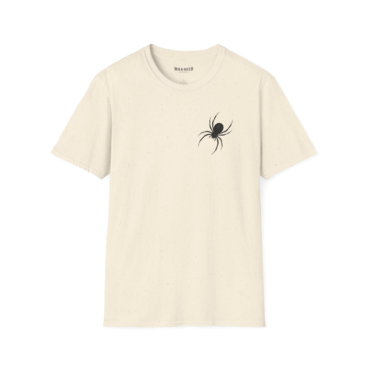 Black Spider graphic ivory tee with a subtle black spider chest print