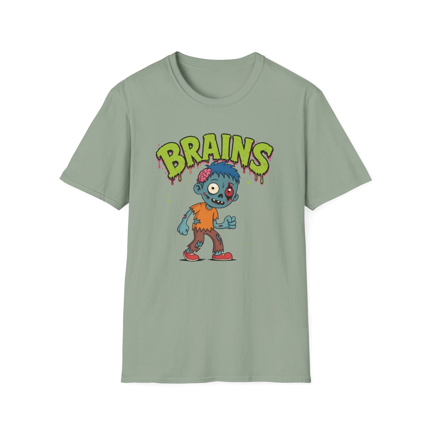 Brains Zombie Graphic Tee | Funny Halloween Shirt | Vintage Horror T-Shirt
