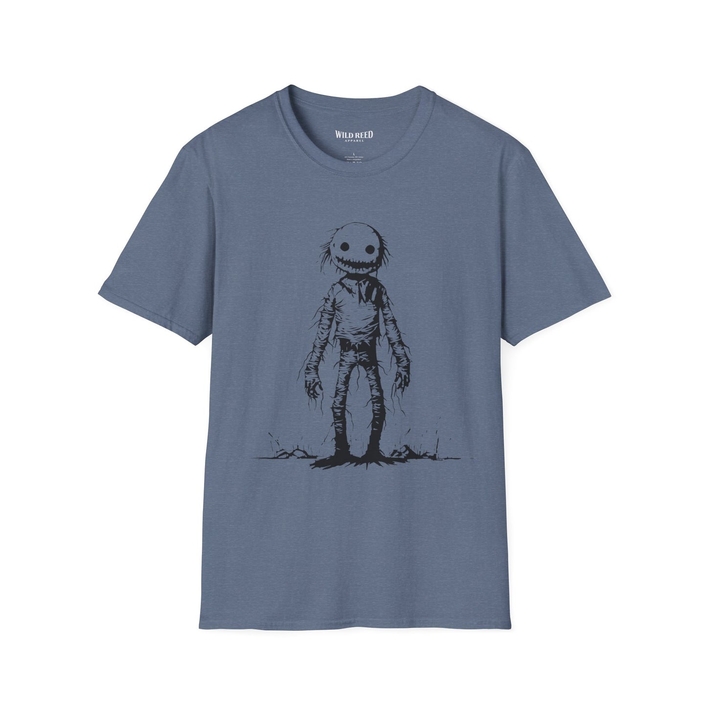 Wild Reed Apparel Creepy Smiley Monster Halloween Shirt | Vintage Horror Graphic Tee