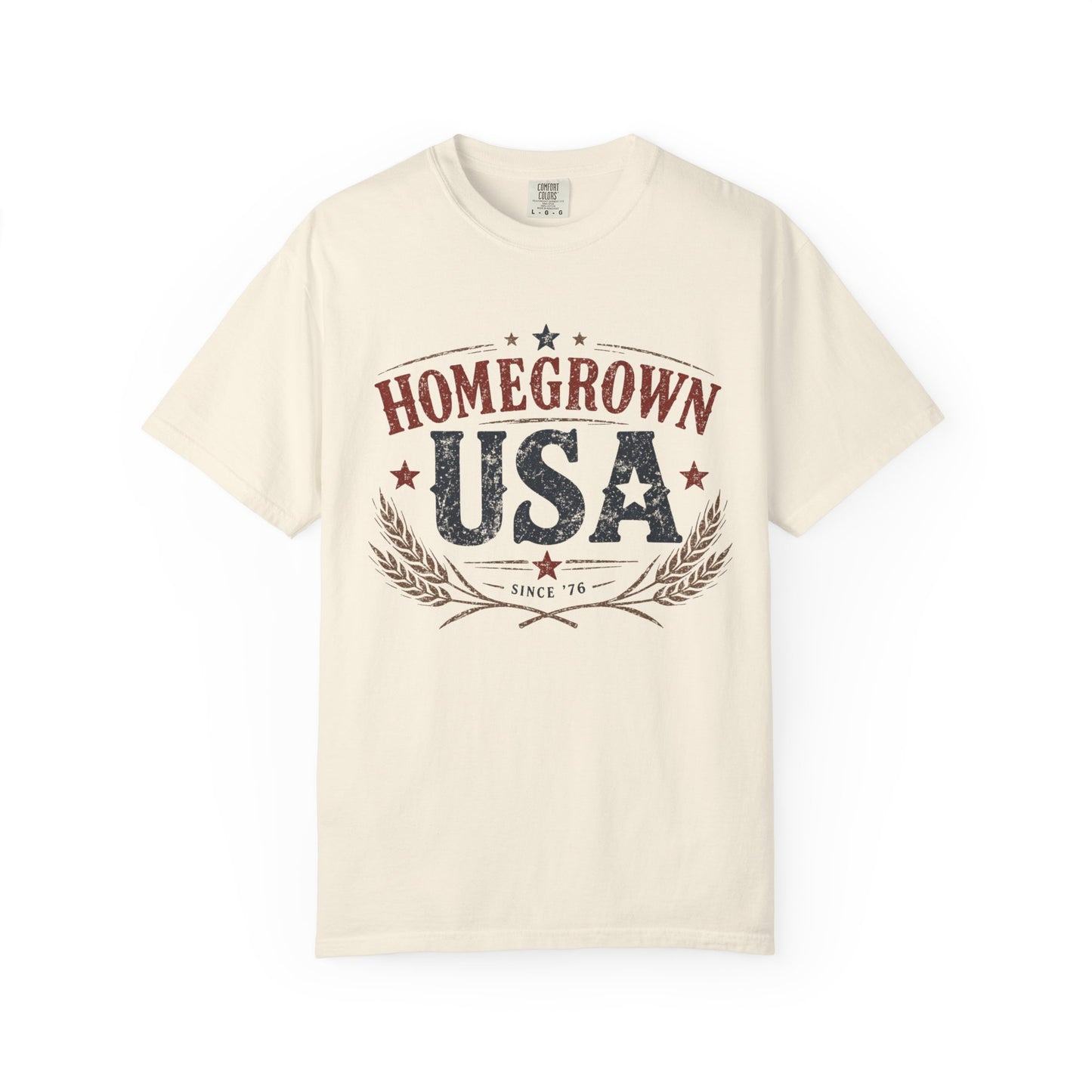 Homegrown USA Tee • Americana Graphic Shirt • Patriotic Vintage Style T-Shirt • Small Town Roots Shirt