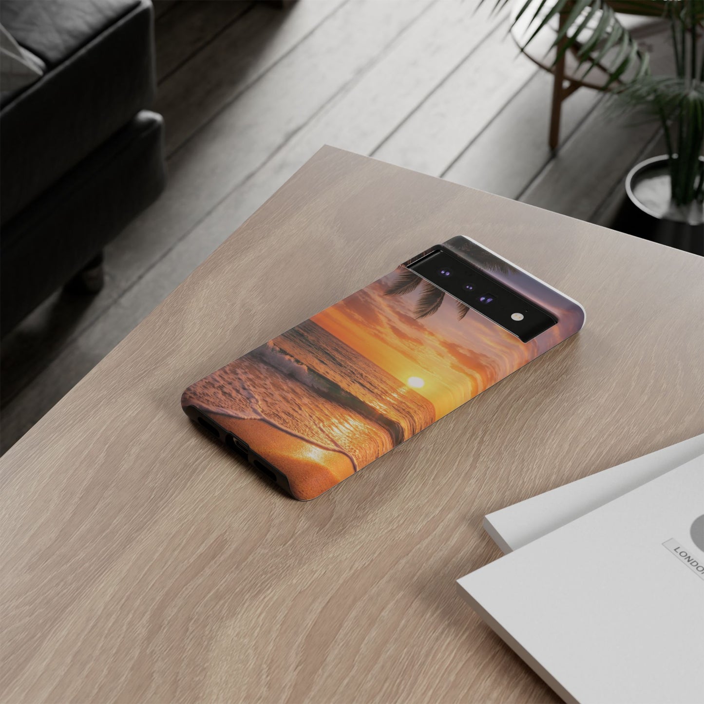 Golden Hour Beach Case — Tropical Palm Sunset Protective Case